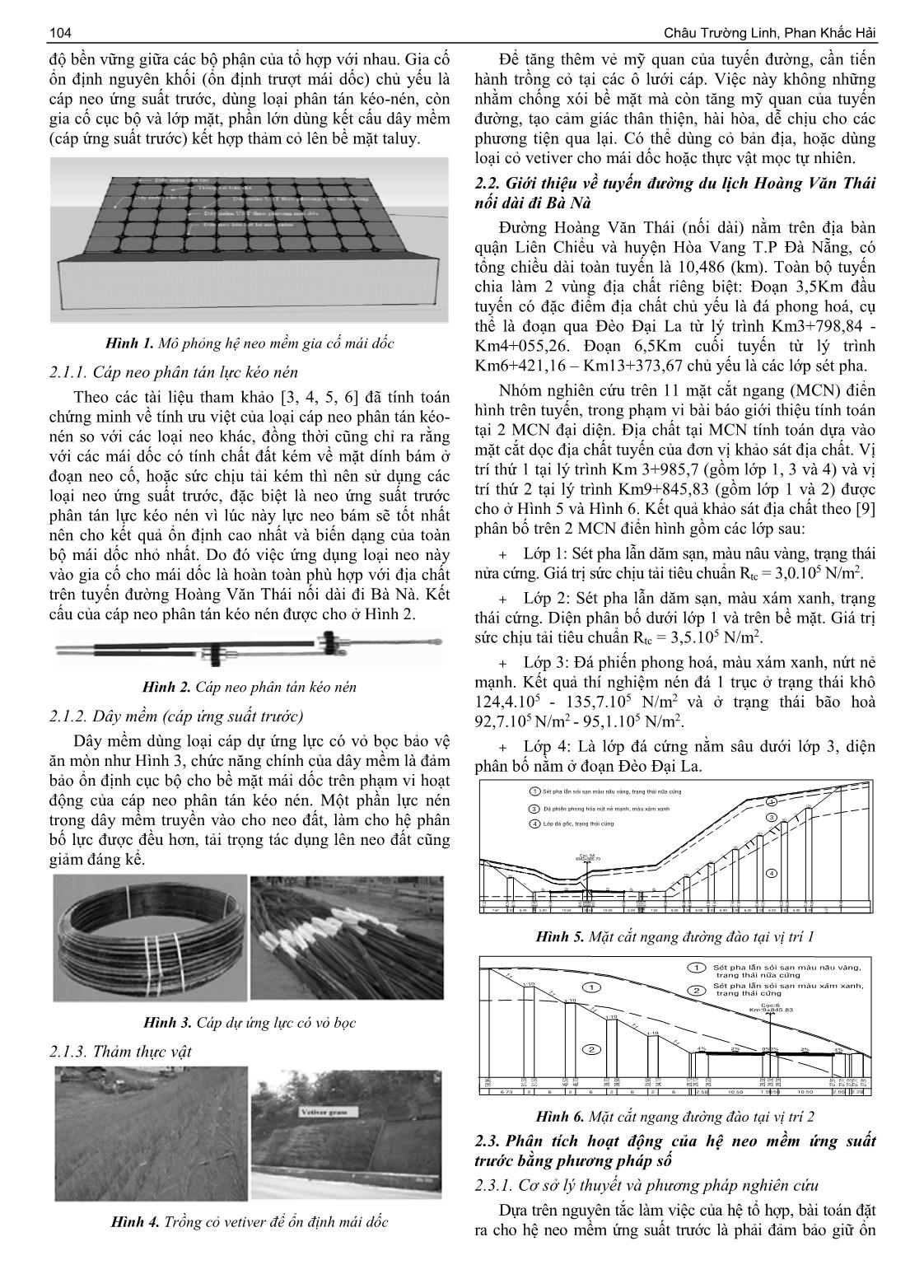 Tính toán gia cường mái dốc nền đào bằng hệ neo mềm ứng suất trước chống sụt trượt - đá rơi cho tuyến đường Hoàng Văn Thái nối dài đi Bà Nà thành phố Đà Nẵng trang 2