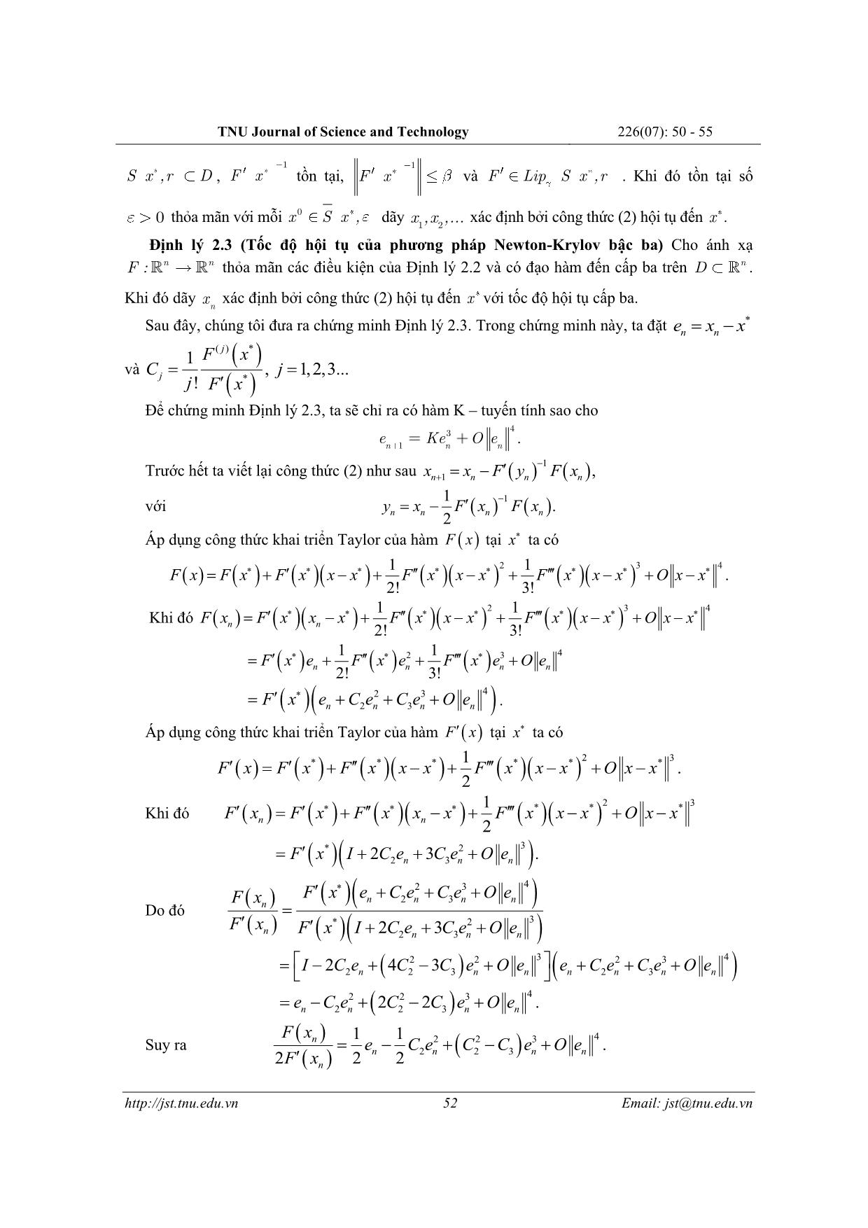 Tốc độ hội tụ của phương pháp Newton – Krylov bậc ba trang 3
