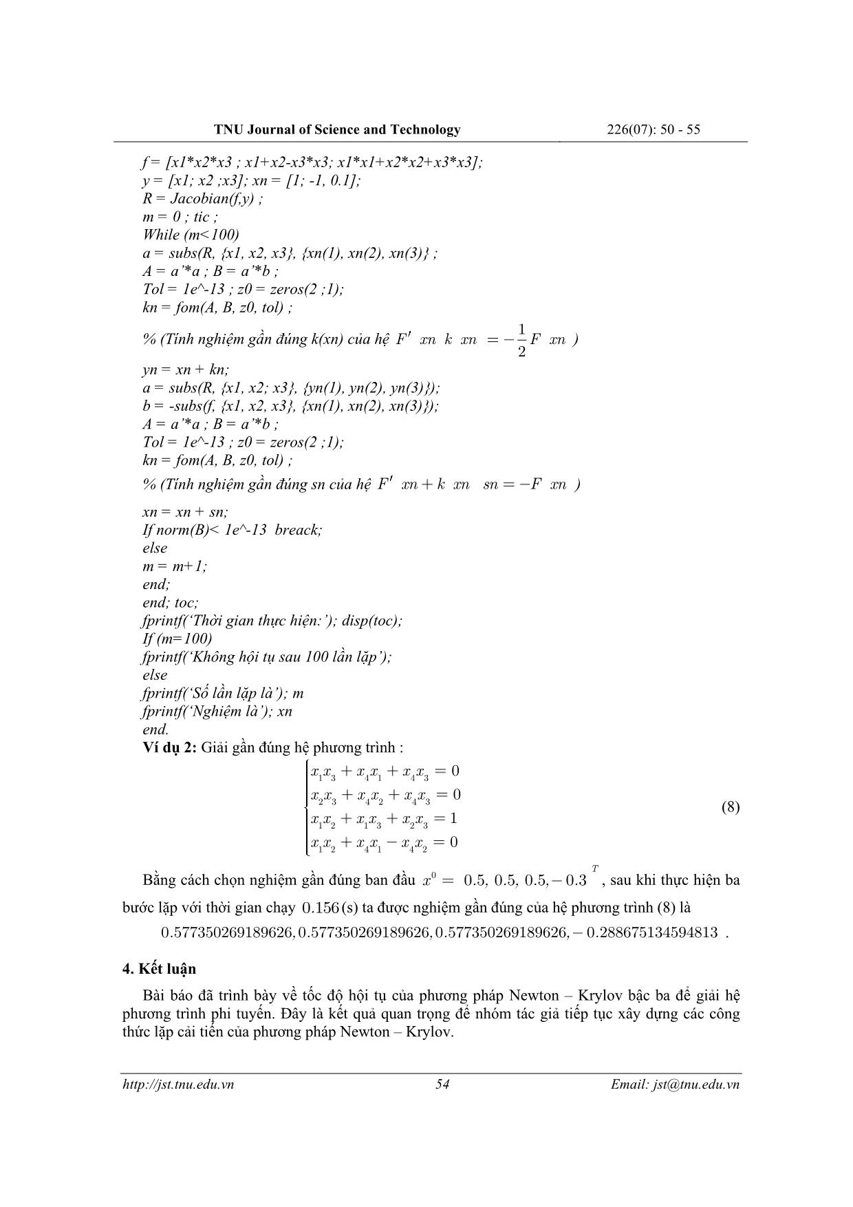 Tốc độ hội tụ của phương pháp Newton – Krylov bậc ba trang 5
