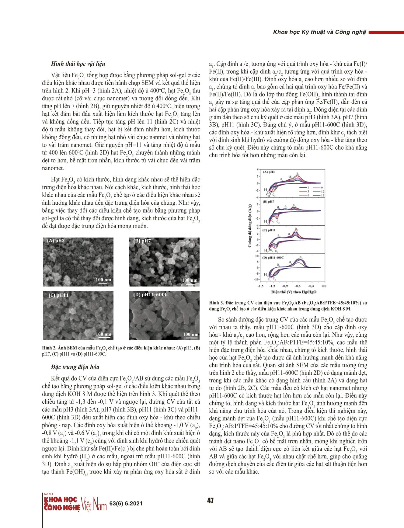 Tổng hợp vật liệu Fe₂O₃ kích thước nanomet ứng dụng làm điện cực âm pin sạc lại trang 3