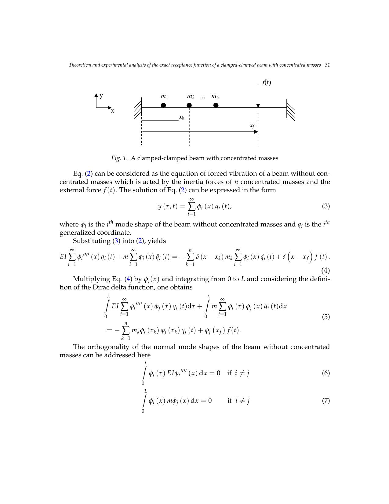 Theoretical and experimental analysis of the exact receptance function of a clamped - Clamped beam with concentrated masses trang 3