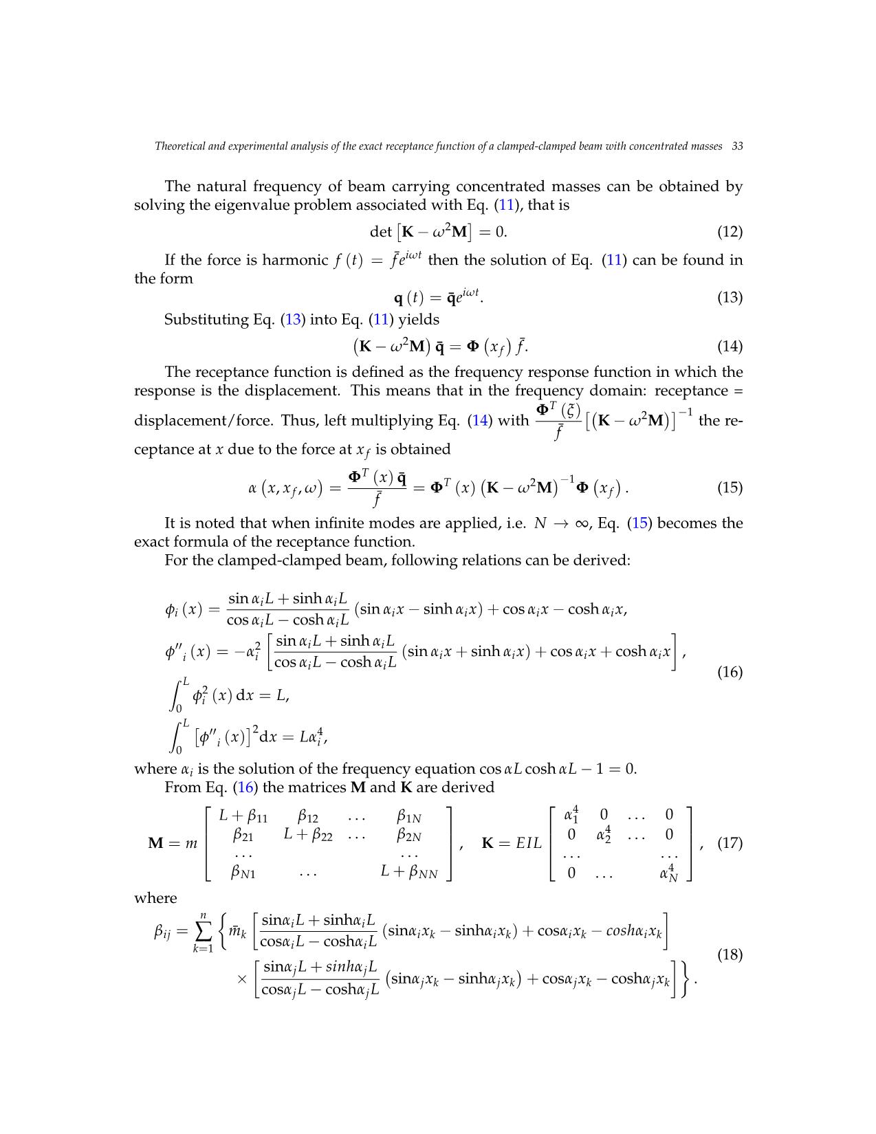 Theoretical and experimental analysis of the exact receptance function of a clamped - Clamped beam with concentrated masses trang 5