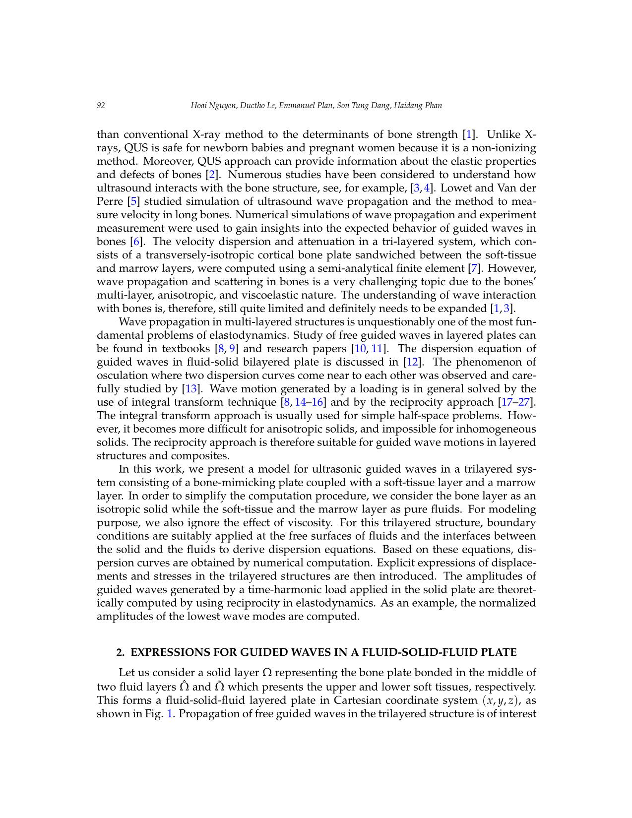 Theoretical model of guided waves in a bone - mimicking plate coupled with soft - tissue layers trang 2