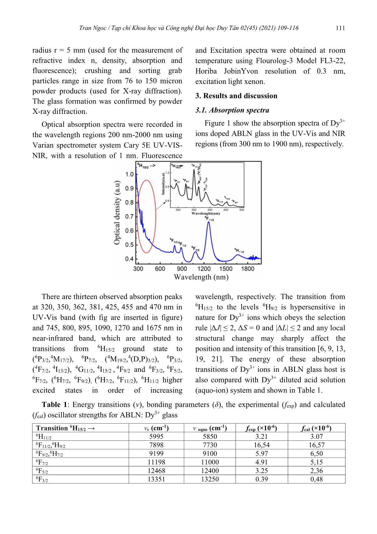 Sử dụng lý thuyết Judd-Ofelt để phân tích phổ về cấu trúc mạng của thủy tinh lithium-sodium aluminoborate glass pha tạp ion Dy+3 trang 3