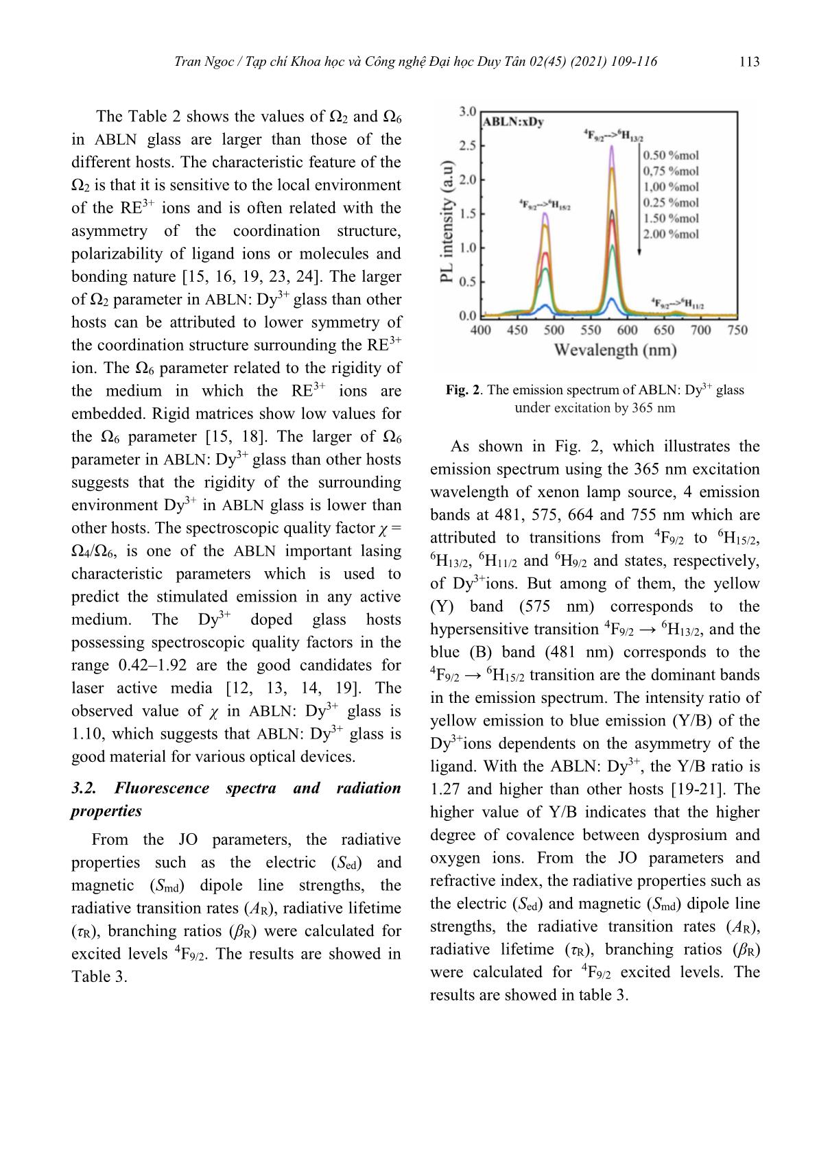 Sử dụng lý thuyết Judd-Ofelt để phân tích phổ về cấu trúc mạng của thủy tinh lithium-sodium aluminoborate glass pha tạp ion Dy+3 trang 5
