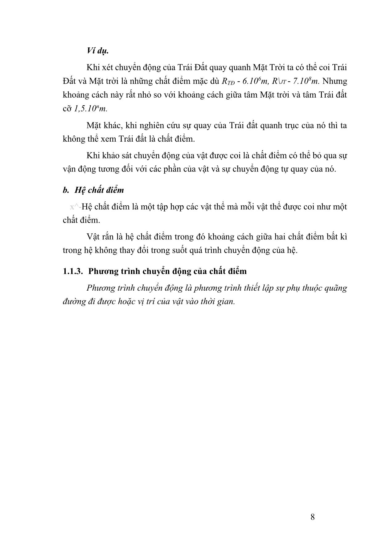 Giáo trình Vật lý đại cương 1 (Phần 1) trang 8