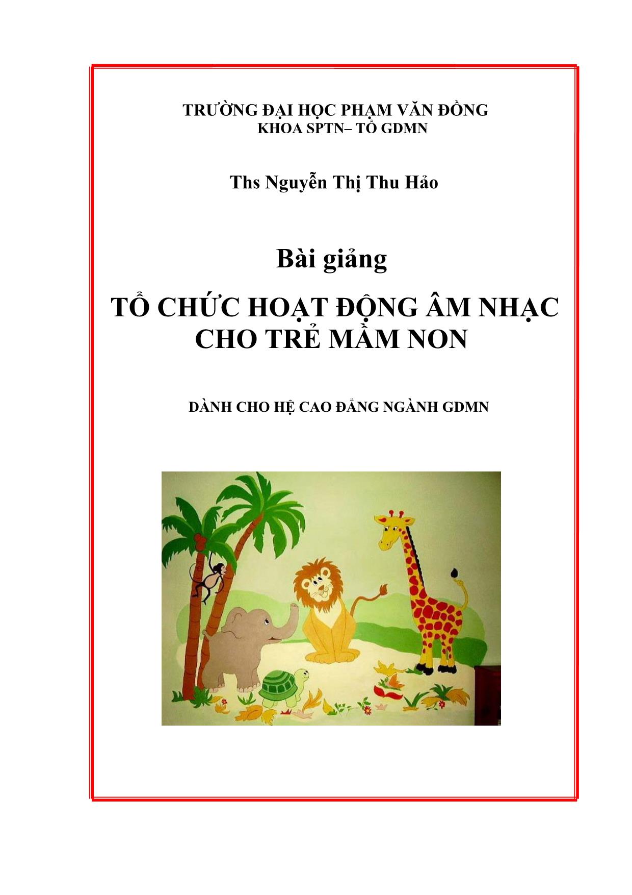 Giáo trình Tổ chức hoạt động âm nhạc cho trẻ mầm non trang 1