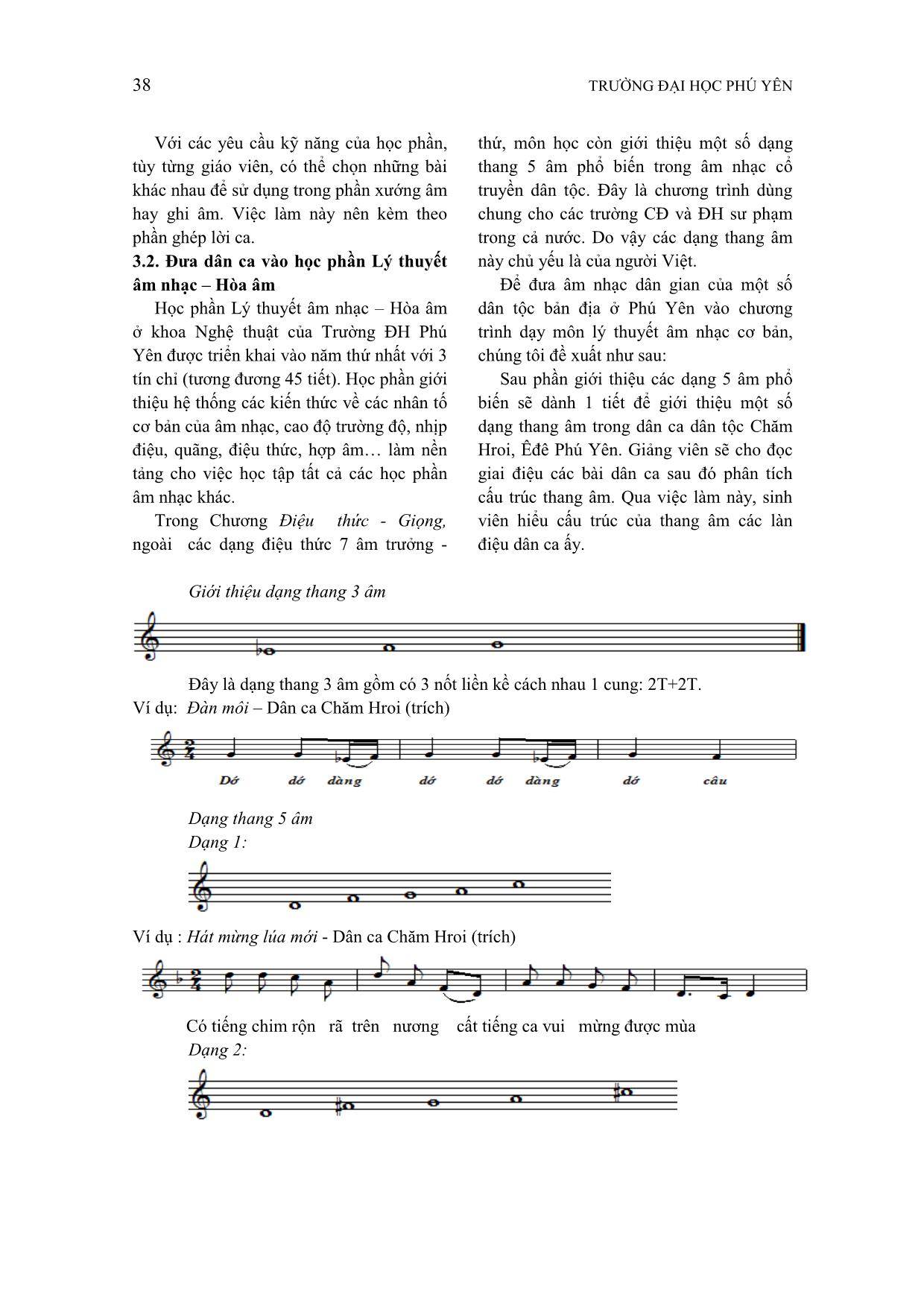 Sử dụng một số làn điệu dân ca Chăm H’roi, Êđê Phú Yên trong giảng dạy cho sinh viên âm nhạc trường Đại học Phú Yên trang 5