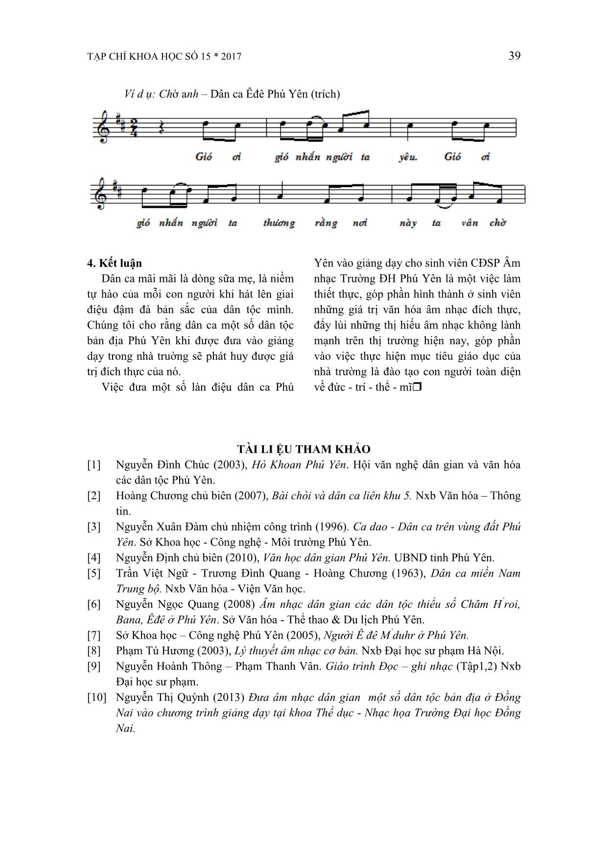 Sử dụng một số làn điệu dân ca Chăm H’roi, Êđê Phú Yên trong giảng dạy cho sinh viên âm nhạc trường Đại học Phú Yên trang 6
