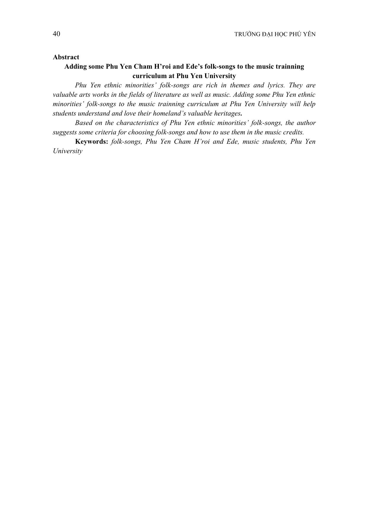 Sử dụng một số làn điệu dân ca Chăm H’roi, Êđê Phú Yên trong giảng dạy cho sinh viên âm nhạc trường Đại học Phú Yên trang 7