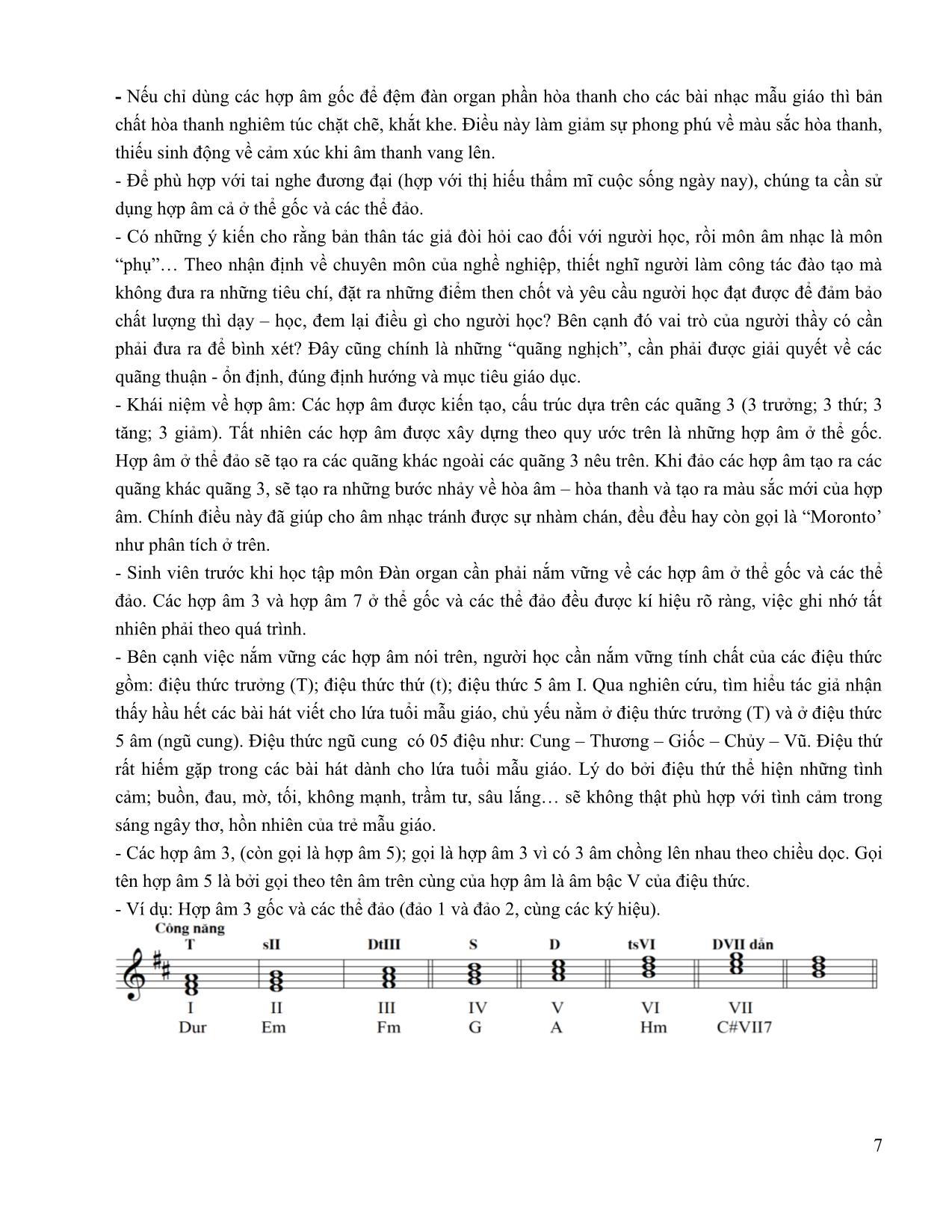 Tầm quan trọng về hòa âm - hòa thanh, với việc học đàn organ của sinh viên mầm non trường Đại học Tây Bắc hiện nay trang 7
