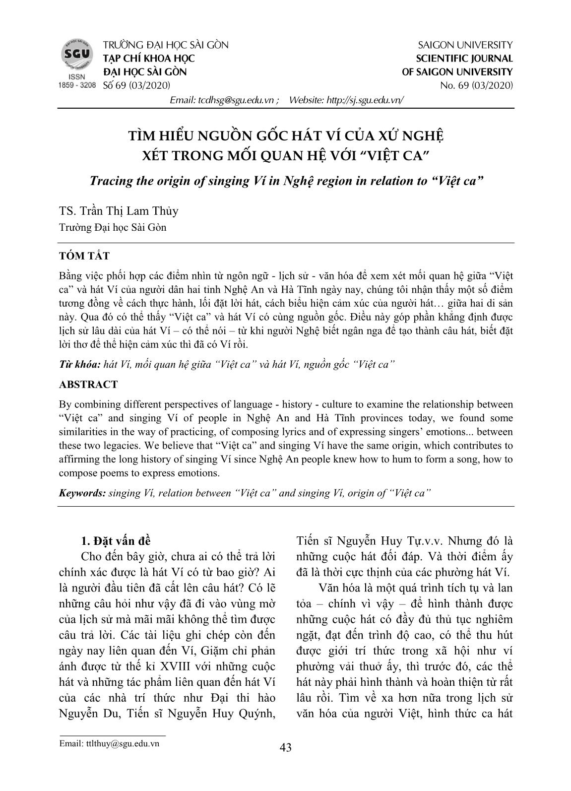 Tìm hiểu nguồn gốc hát ví của xứ Nghệ xét trong mối quan hệ với “Việt ca” trang 1