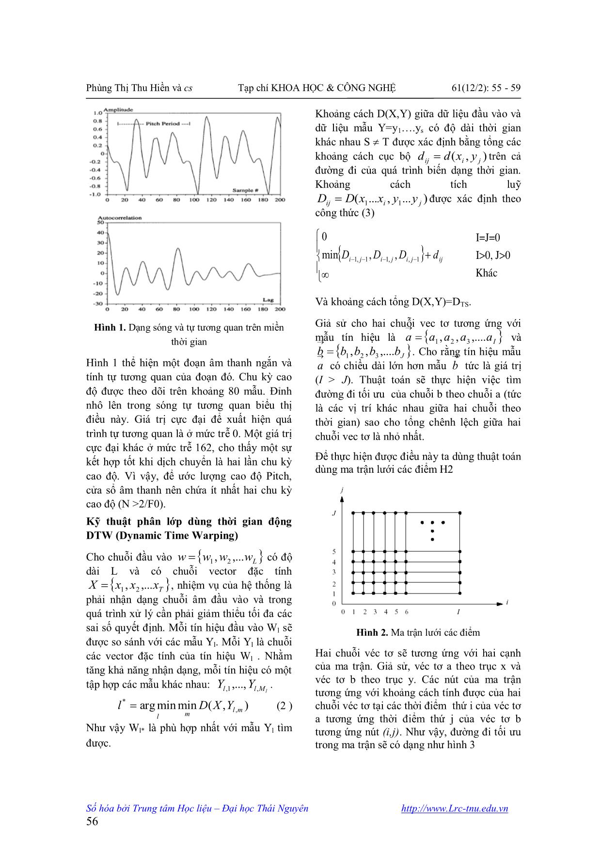 Tìm kiếm âm nhạc theo nội dung sử dụng đặc trưng tần số cơ bản F0 và giải thuật thời gian động DTW trang 2