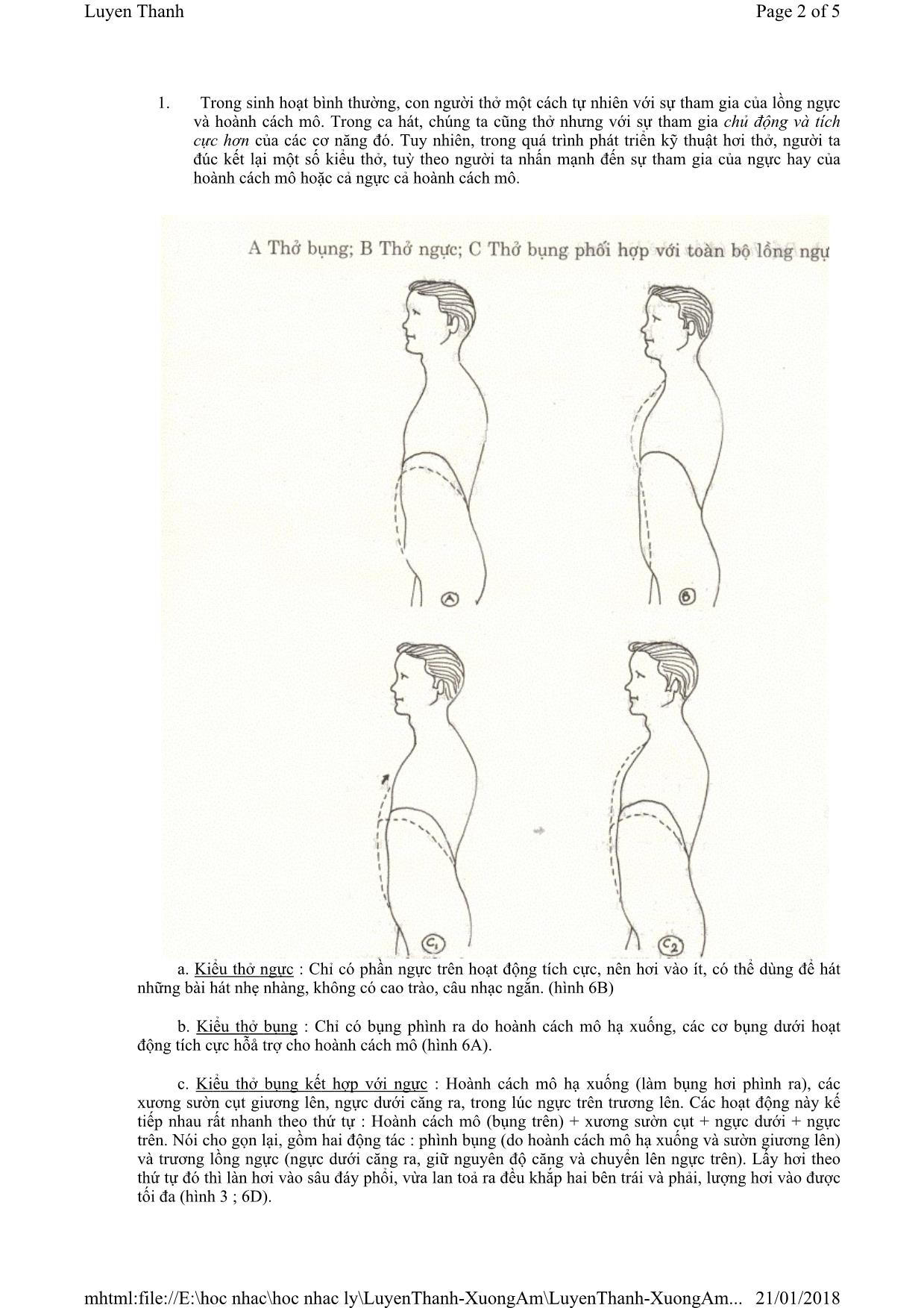 Giáo trình Lý thuyết và thực hành thanh nhạc - Bài 3: Hơi thở thanh nhạc trang 2