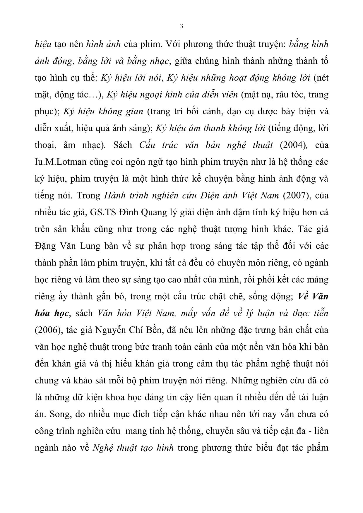 Tóm tắt Luận án Nghệ thuật tạo hình trong phương thức biểu đạt tác phẩm điện ảnh trang 3