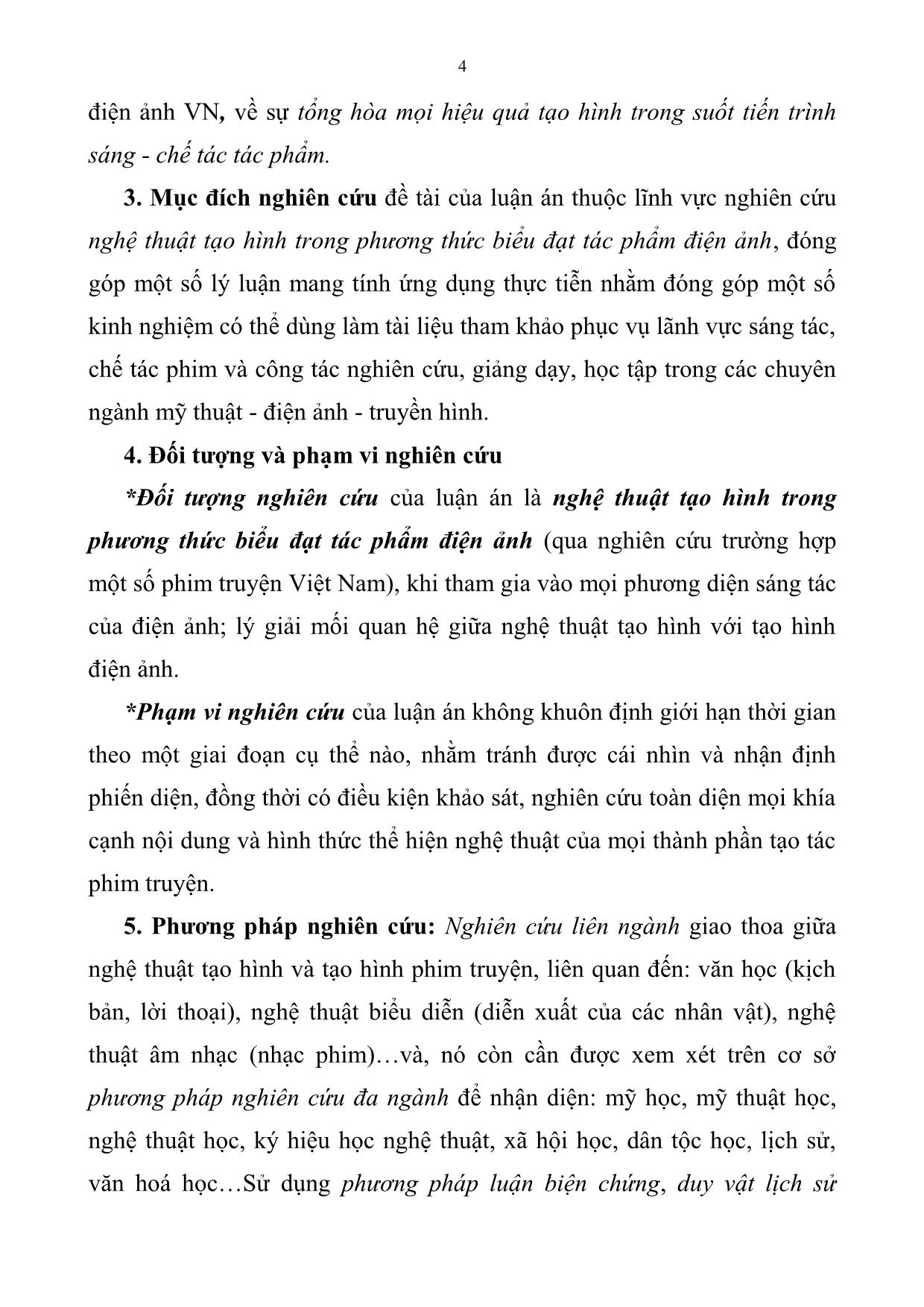 Tóm tắt Luận án Nghệ thuật tạo hình trong phương thức biểu đạt tác phẩm điện ảnh trang 4