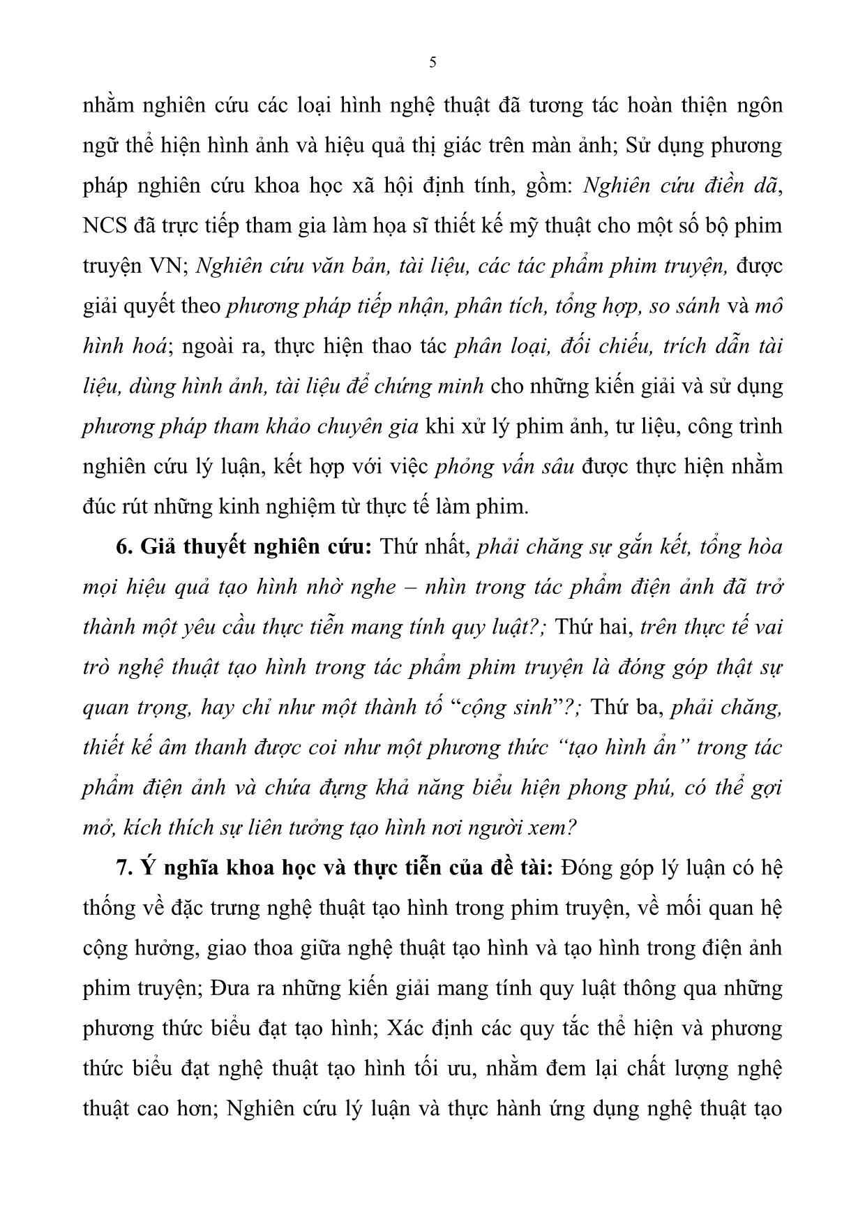 Tóm tắt Luận án Nghệ thuật tạo hình trong phương thức biểu đạt tác phẩm điện ảnh trang 5