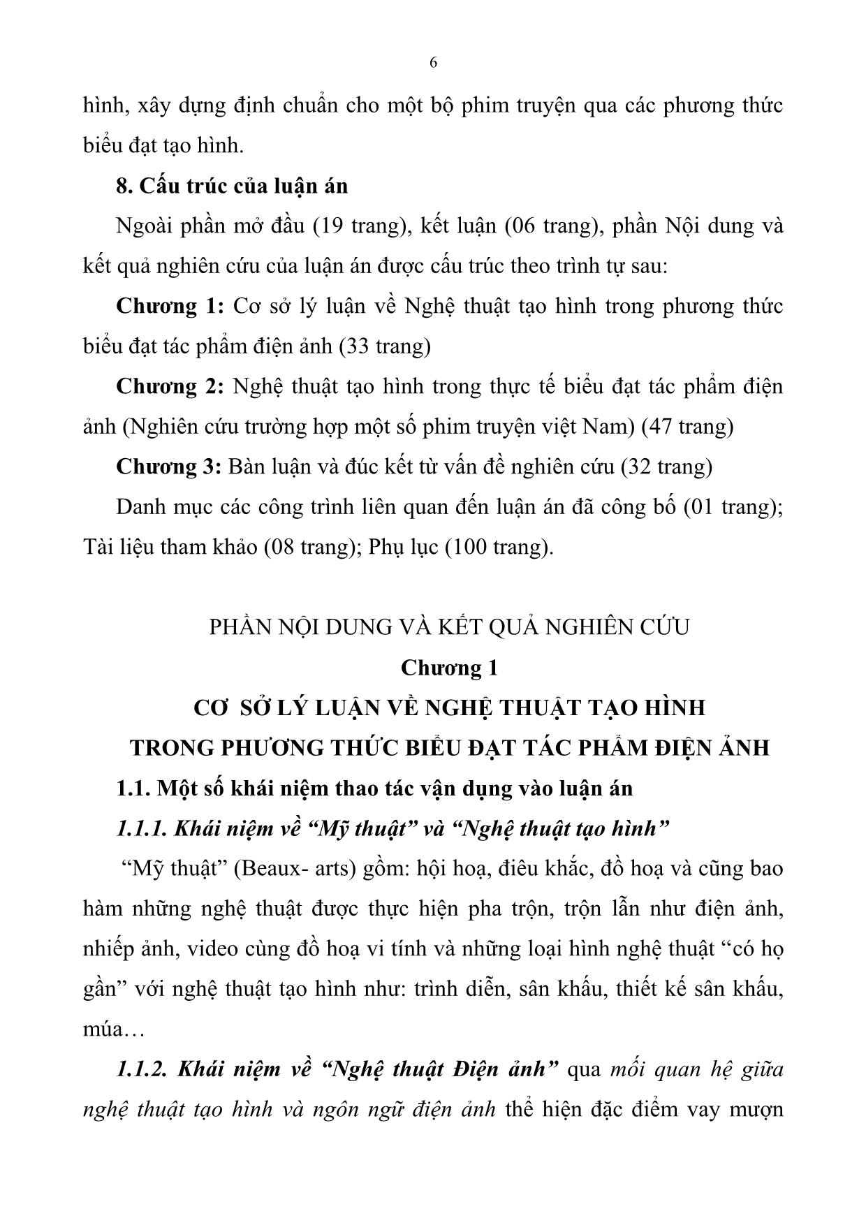 Tóm tắt Luận án Nghệ thuật tạo hình trong phương thức biểu đạt tác phẩm điện ảnh trang 6