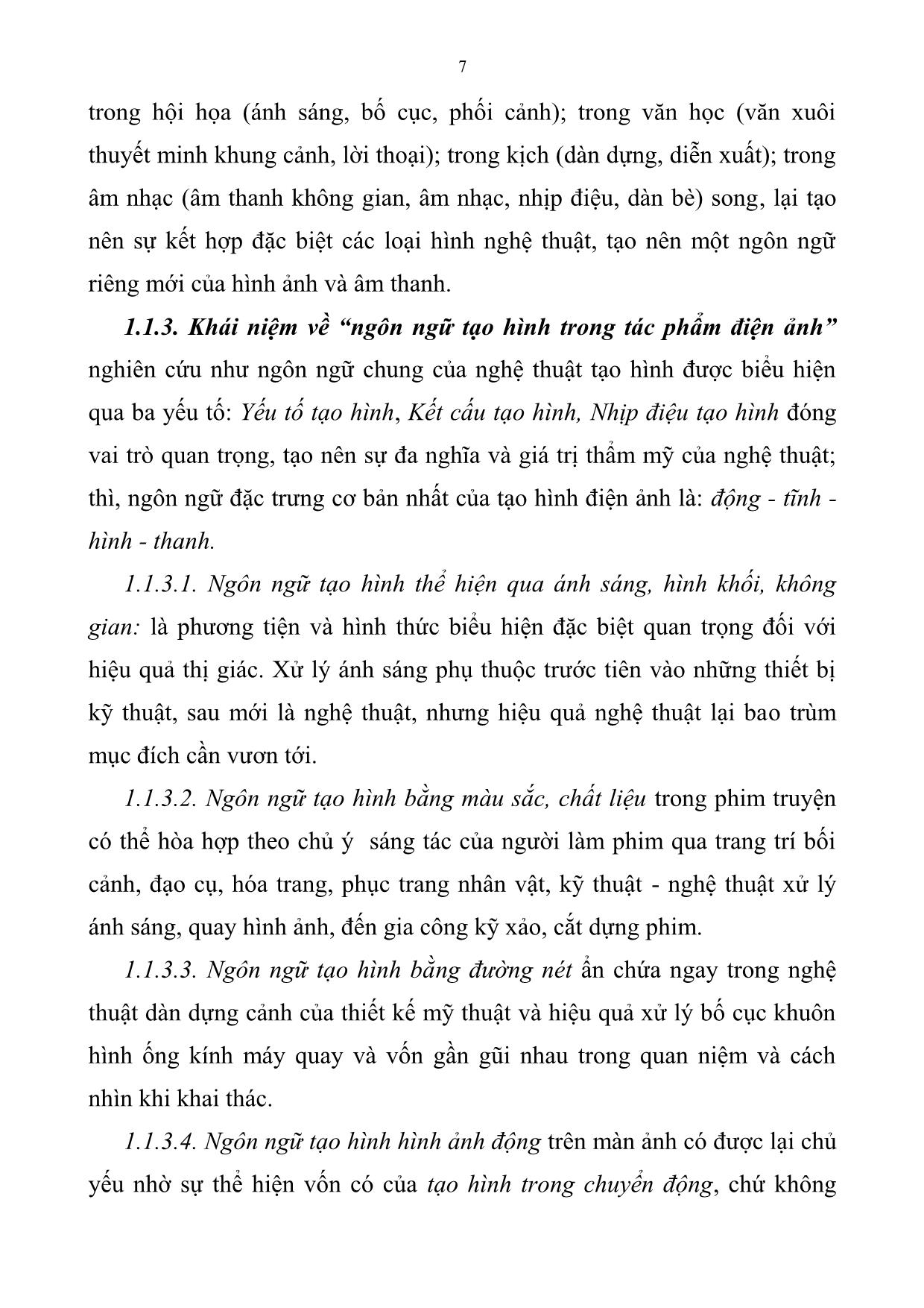 Tóm tắt Luận án Nghệ thuật tạo hình trong phương thức biểu đạt tác phẩm điện ảnh trang 7