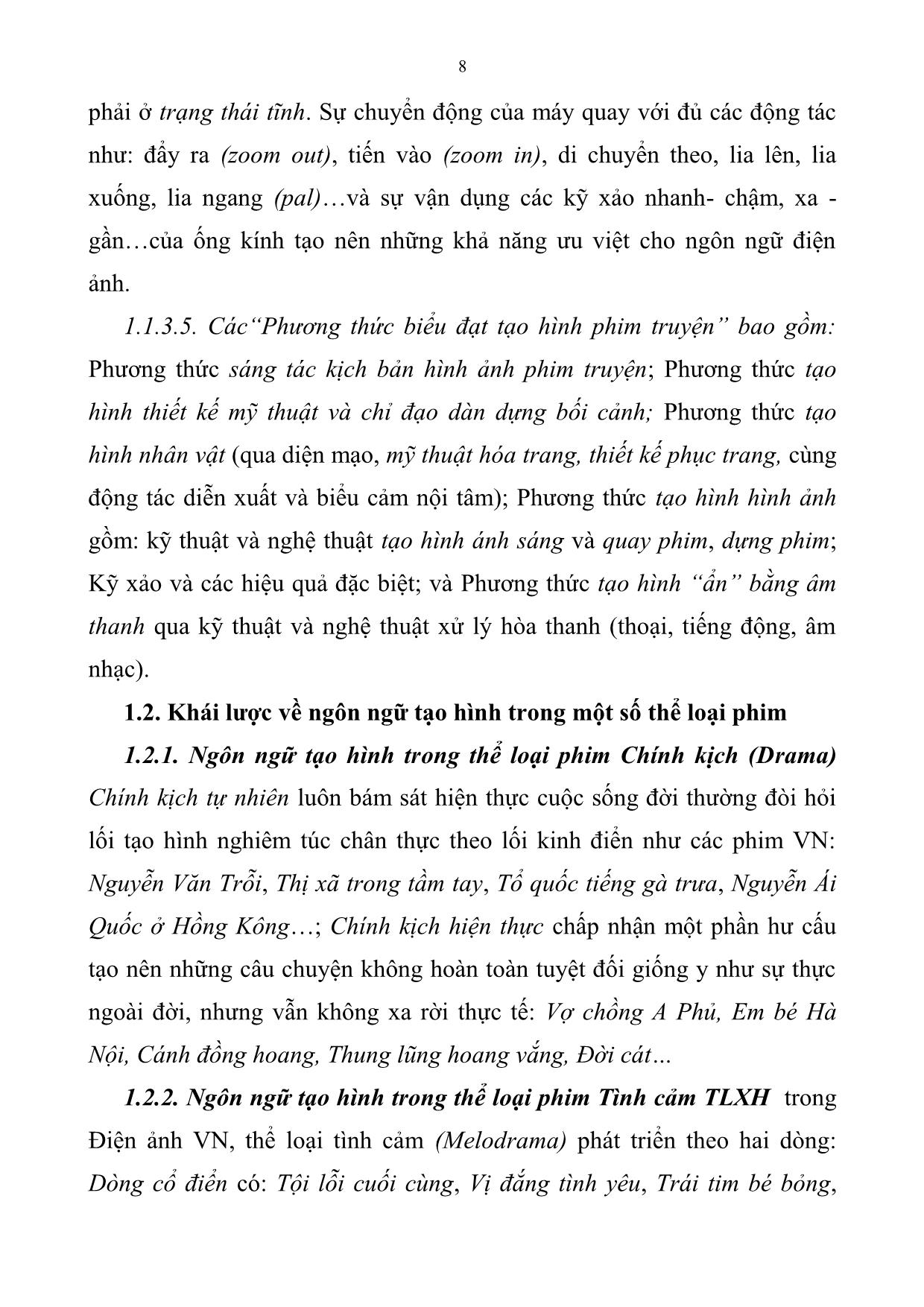 Tóm tắt Luận án Nghệ thuật tạo hình trong phương thức biểu đạt tác phẩm điện ảnh trang 8