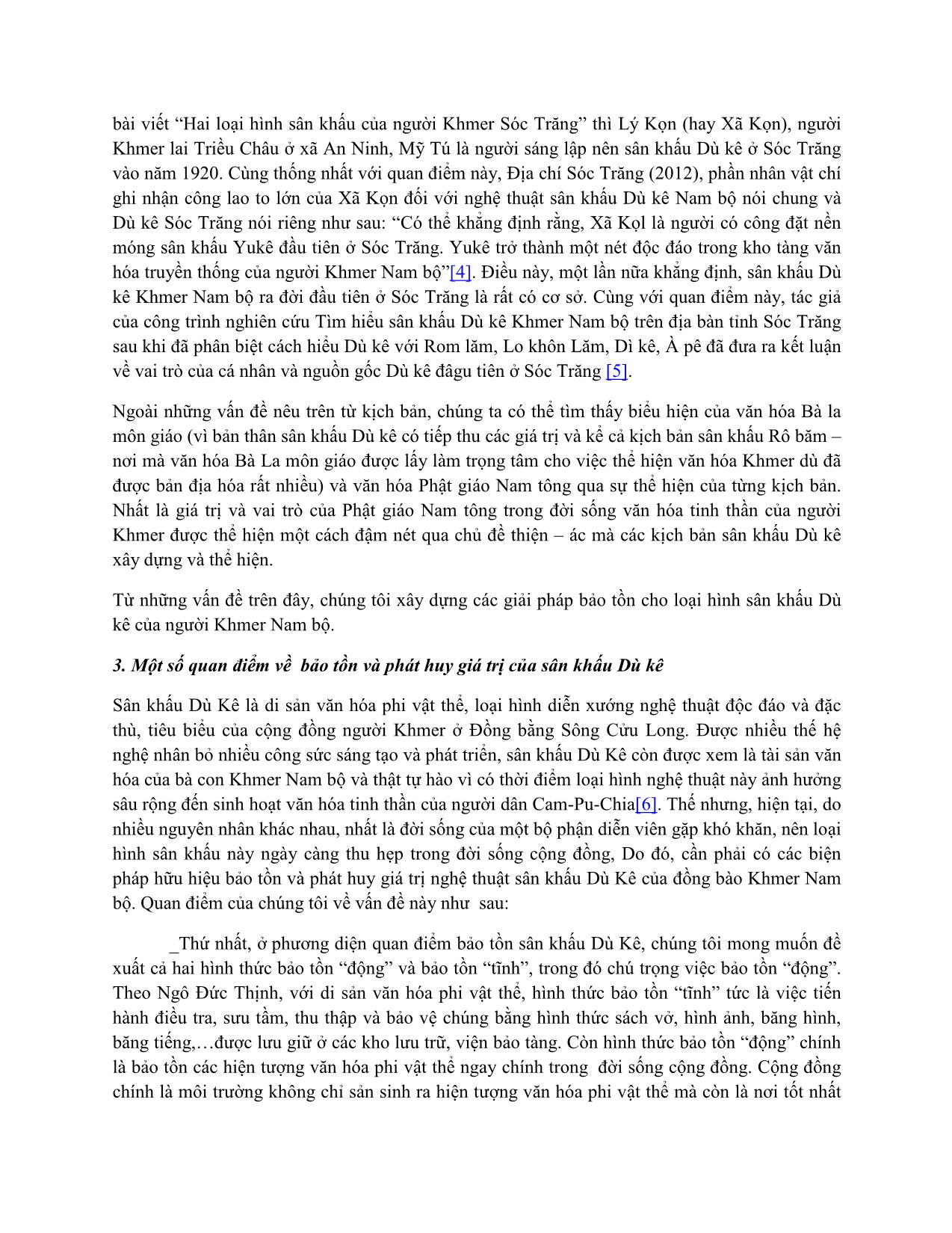 Nghệ thuật sân khấu Dù kê Khmer Nam Bộ - Nguồn gốc, đặc trưng và các giải pháp bảo tồn, phát triển trang 6
