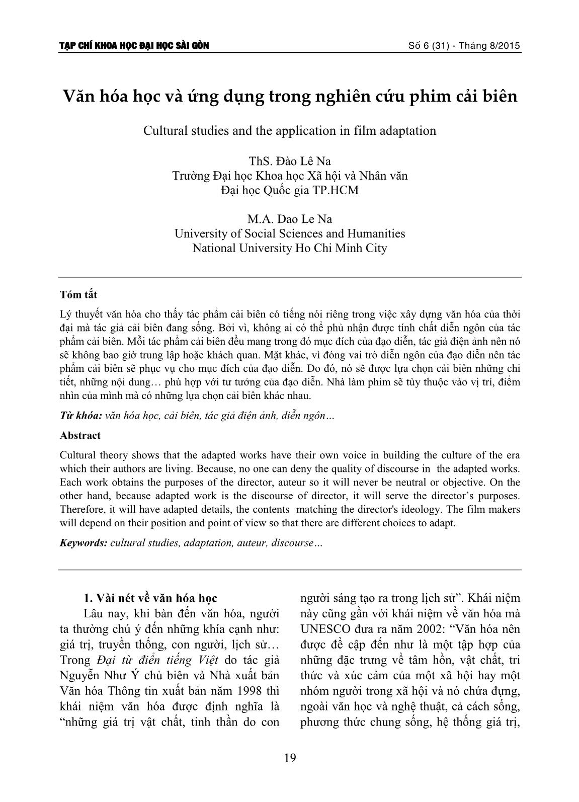 Văn hóa học và ứng dụng trong nghiên cứu phim cải biên trang 1
