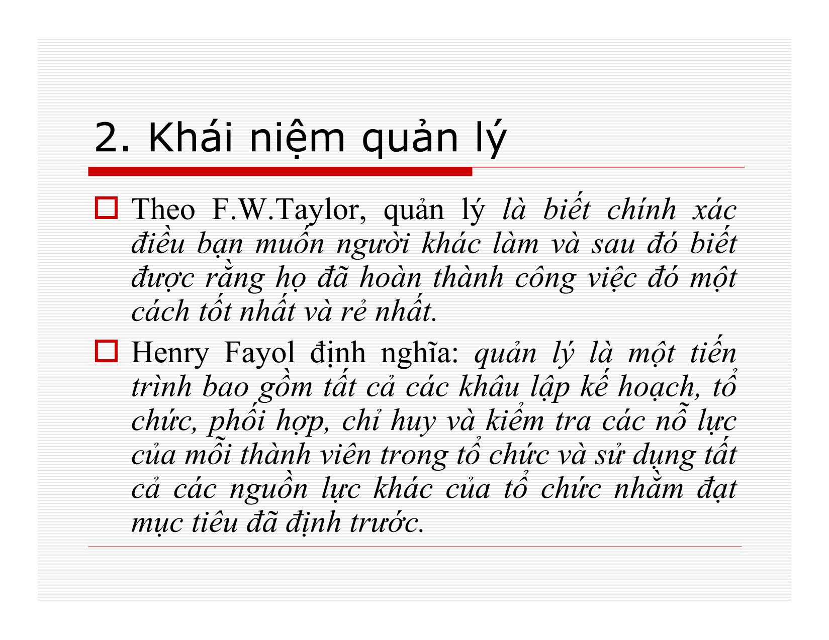 Bài giảng Quản lý - Chương 1: Cơ sở khoa học của quản lý trang 5