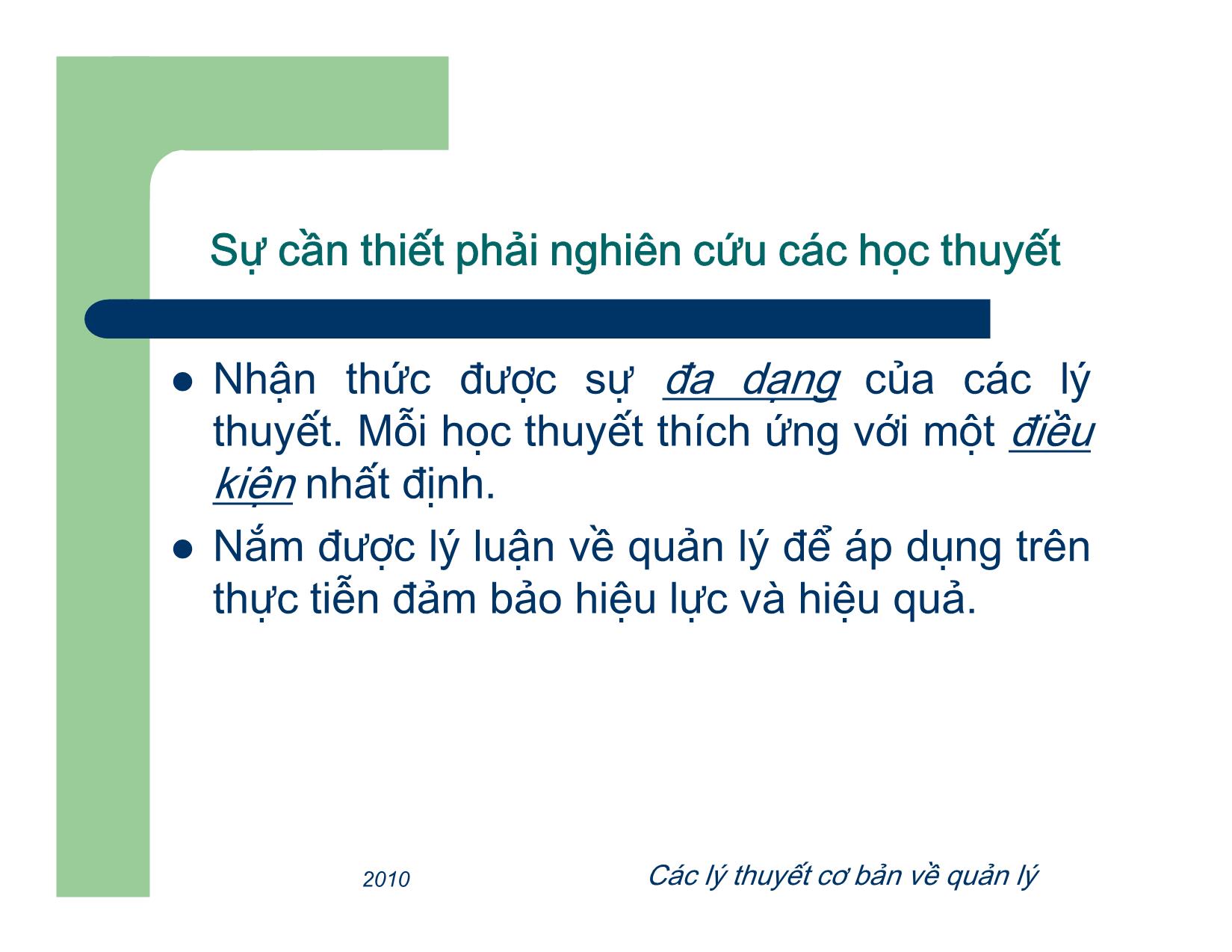 Bài giảng Quản lý - Chương 2: Các lý thuyết cơ bản về quản lý trang 2