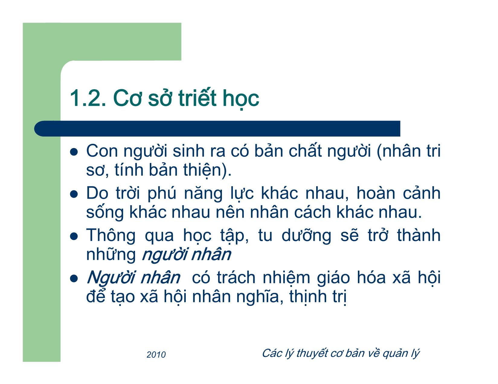 Bài giảng Quản lý - Chương 2: Các lý thuyết cơ bản về quản lý trang 9