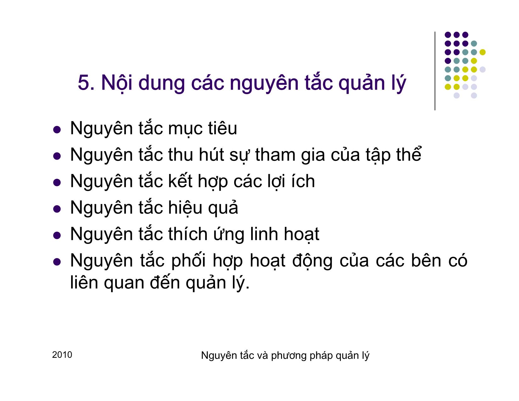 Bài giảng Quản lý - Chương 3: Nguyên tắc và phương pháp quản lý trang 6