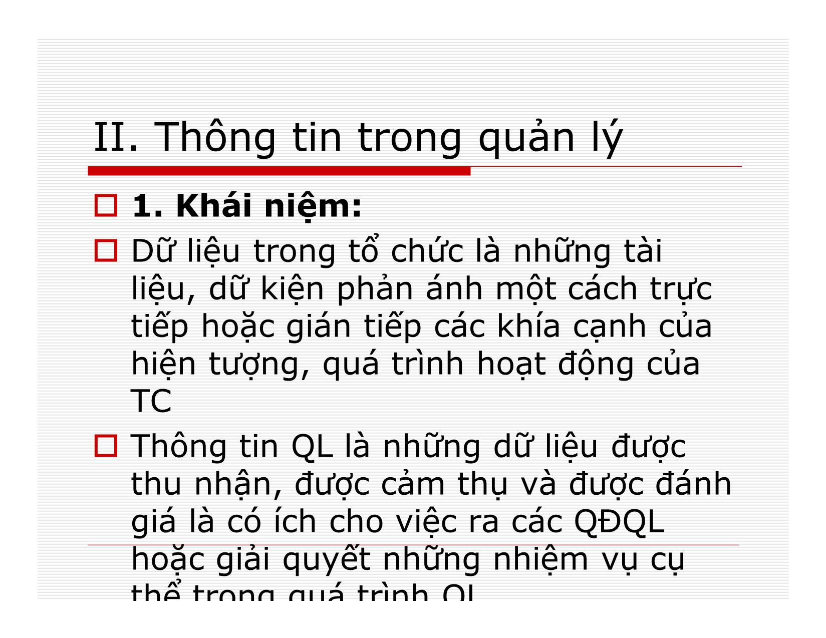 Bài giảng Quản lý - Chương 7: Thông tin trong quản lý trang 4