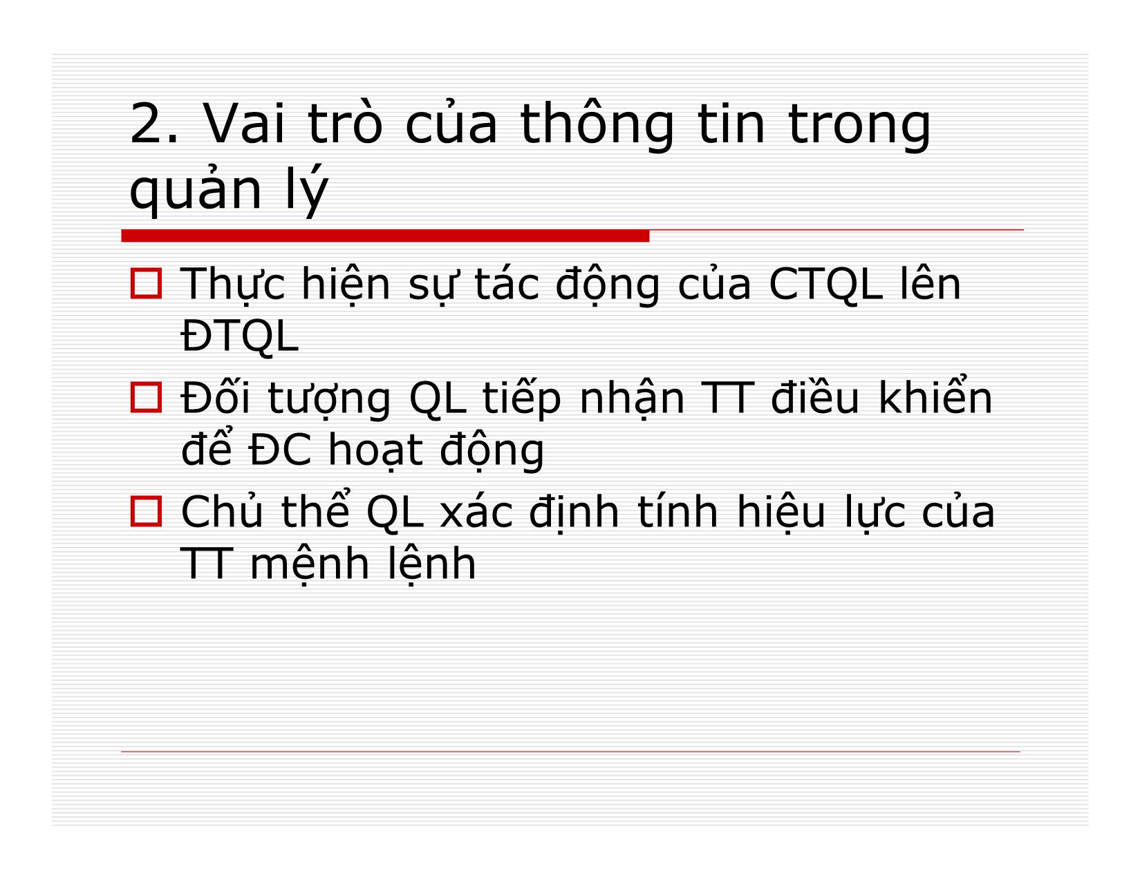 Bài giảng Quản lý - Chương 7: Thông tin trong quản lý trang 5