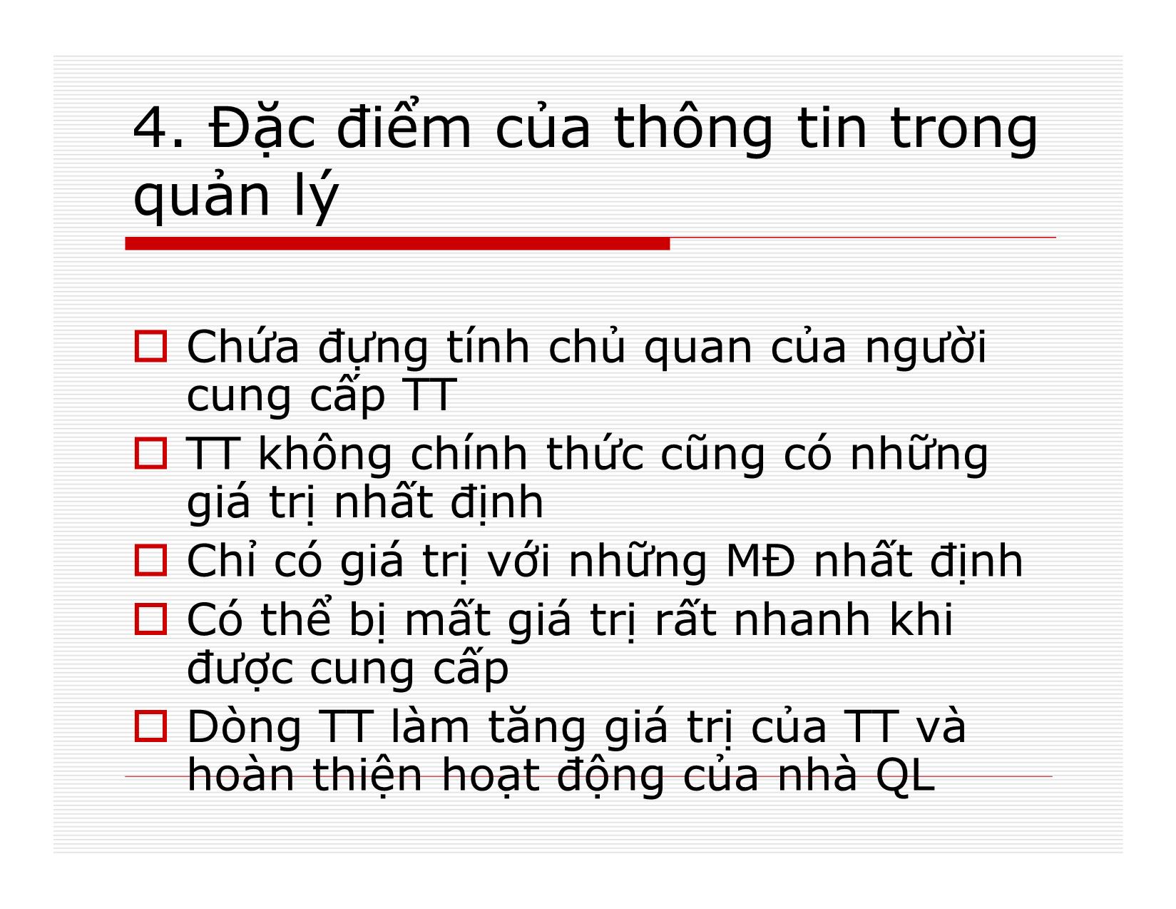 Bài giảng Quản lý - Chương 7: Thông tin trong quản lý trang 7