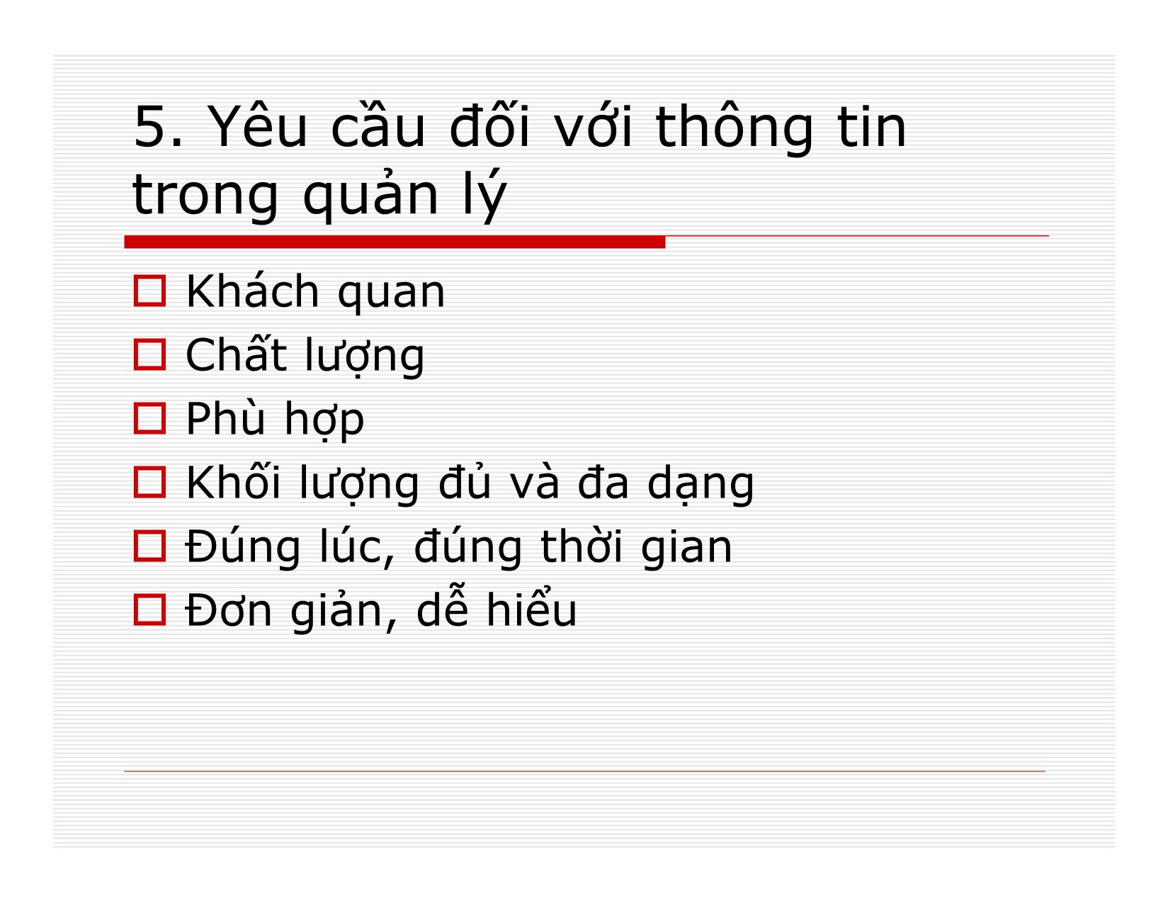 Bài giảng Quản lý - Chương 7: Thông tin trong quản lý trang 8