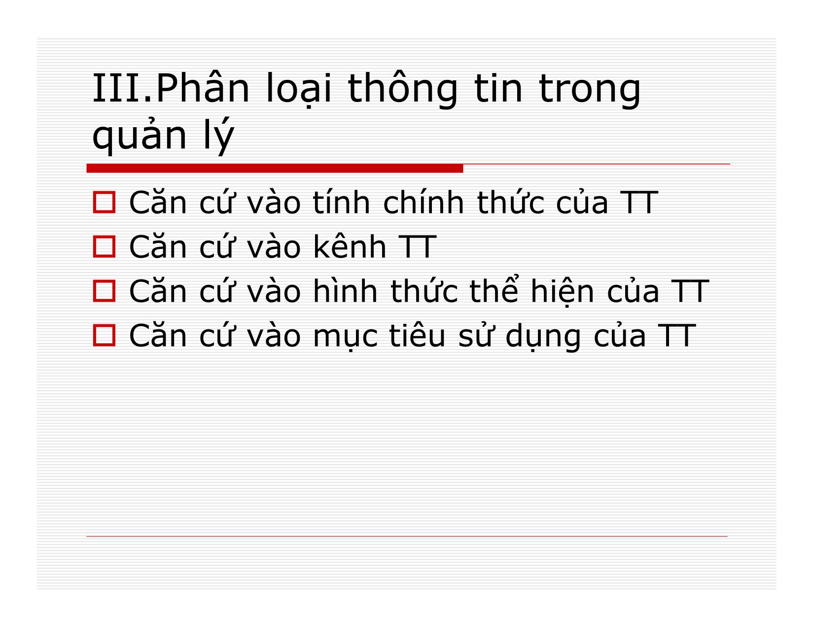 Bài giảng Quản lý - Chương 7: Thông tin trong quản lý trang 9