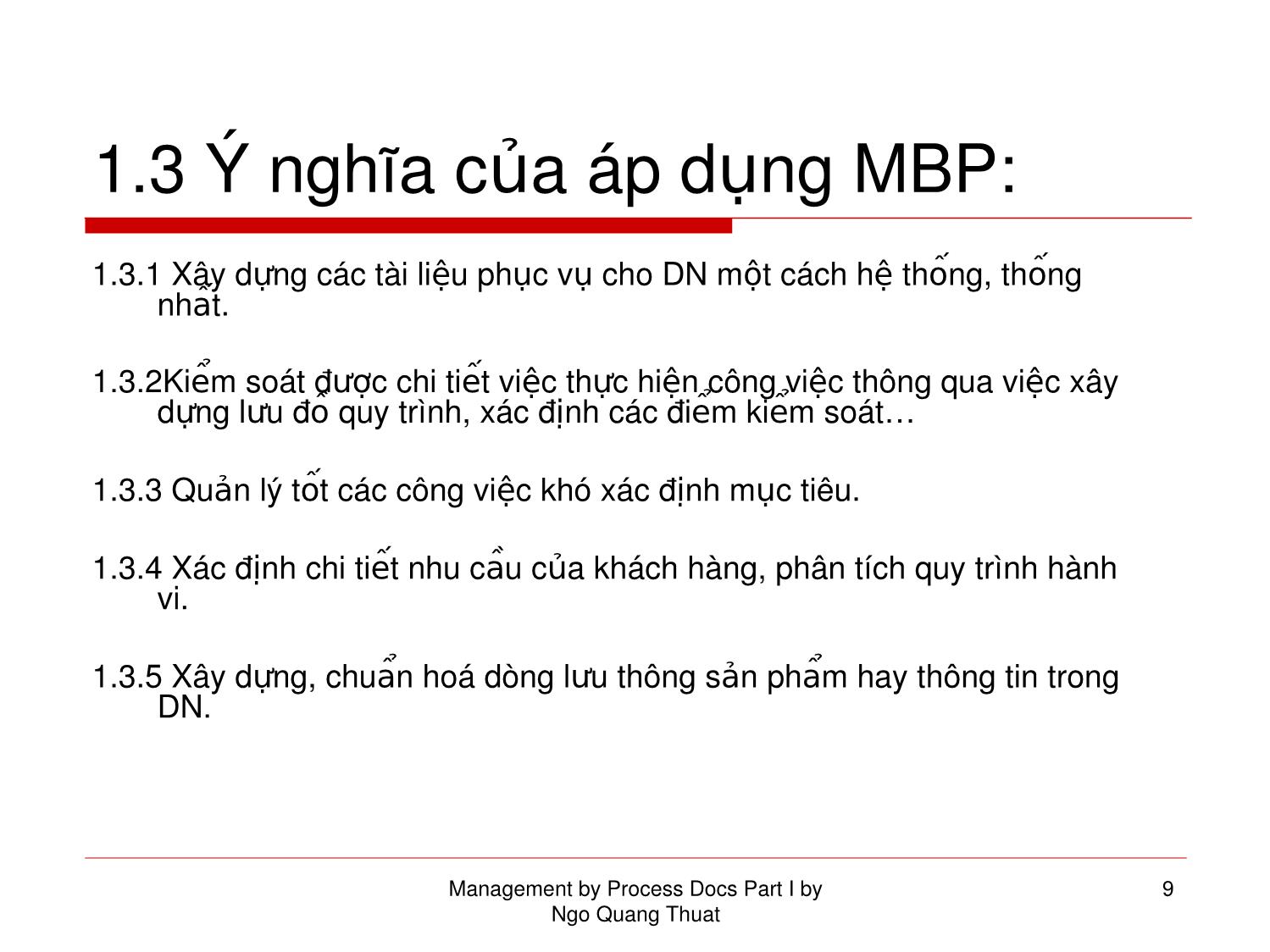 Bài giảng Kỹ năng kiểm soát quá trình. MBP - Phần 1: Dành cho nhà quản lý trang 9