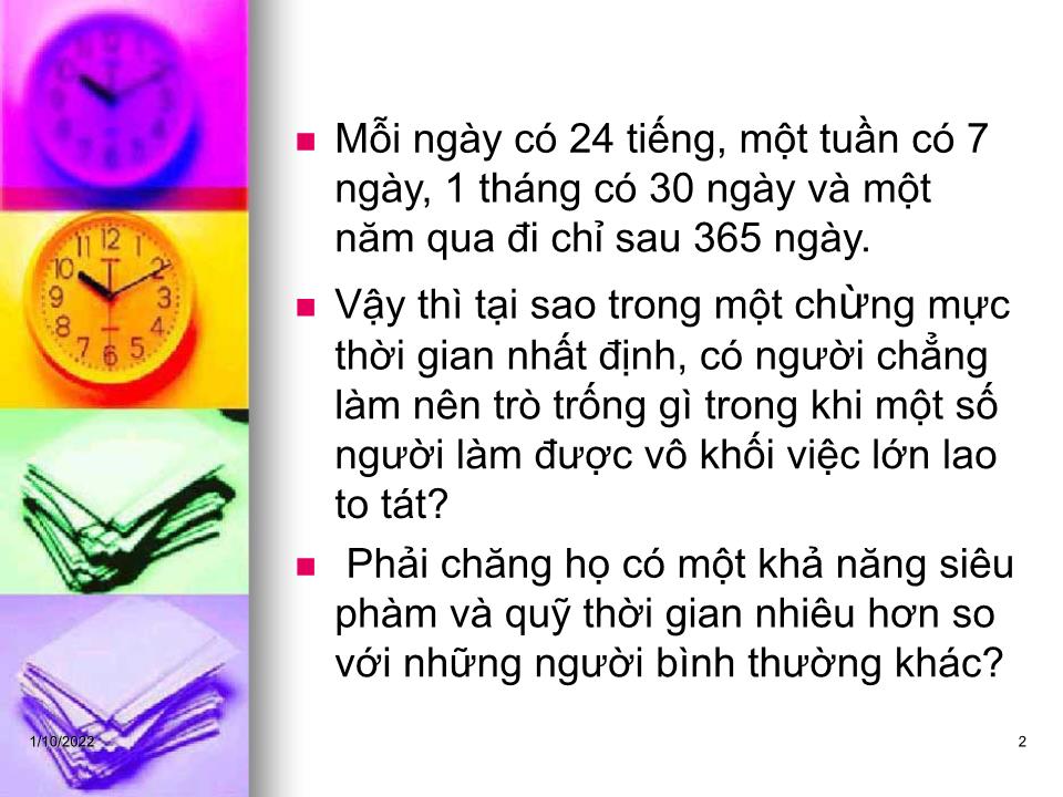 Bài giảng Kỹ năng quản lý thời gian - Phạm Thị Thuý trang 2