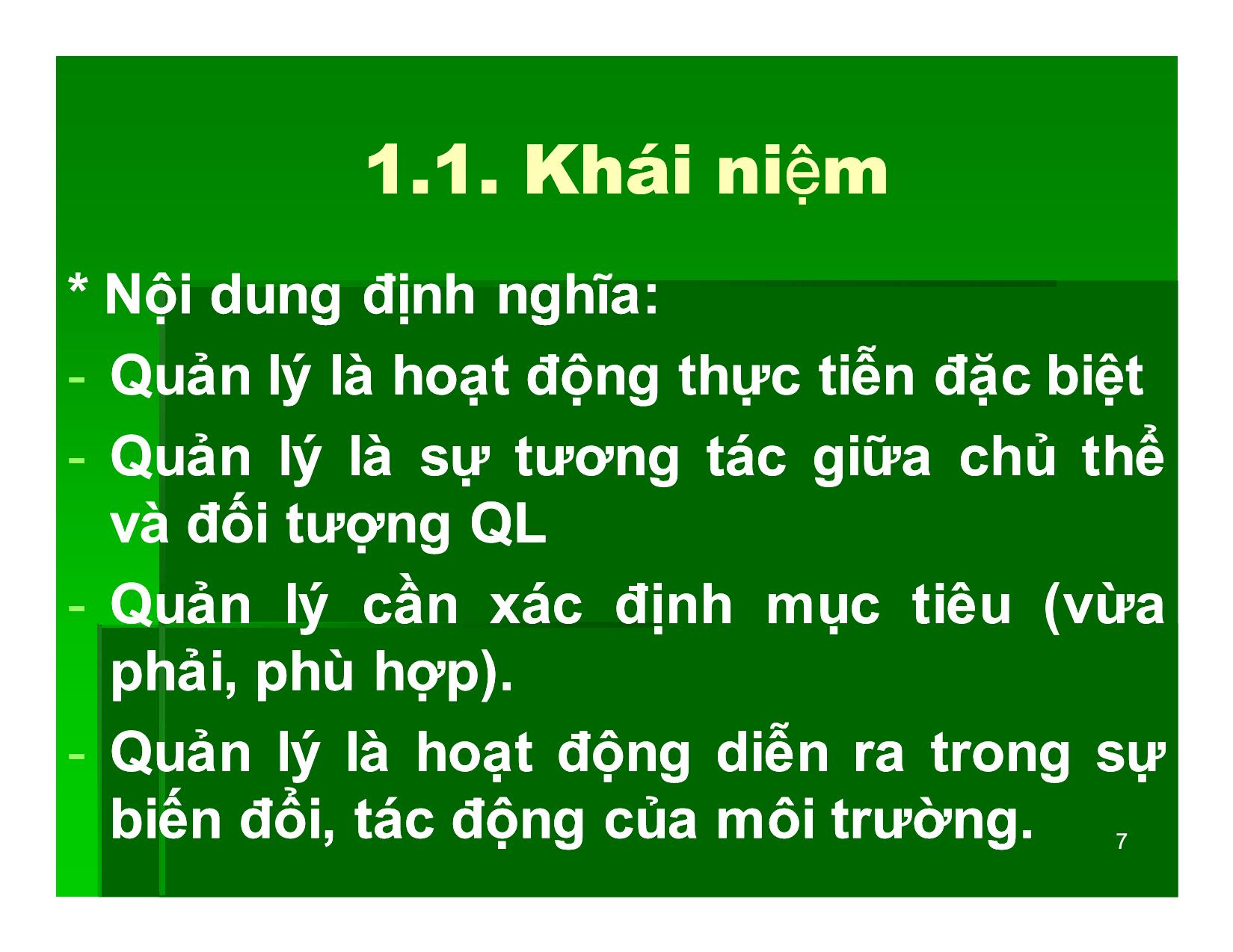 Bài giảng Khoa học quản lý - Chương 1: Tổng quan về quản lý, khoa học quản lý - Nguyễn Xuân Phong trang 7