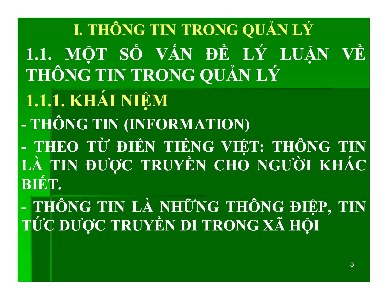 Bài giảng Khoa học quản lý - Chương 7: Thông tin và quyết định quản lý - Nguyễn Xuân Phong trang 3