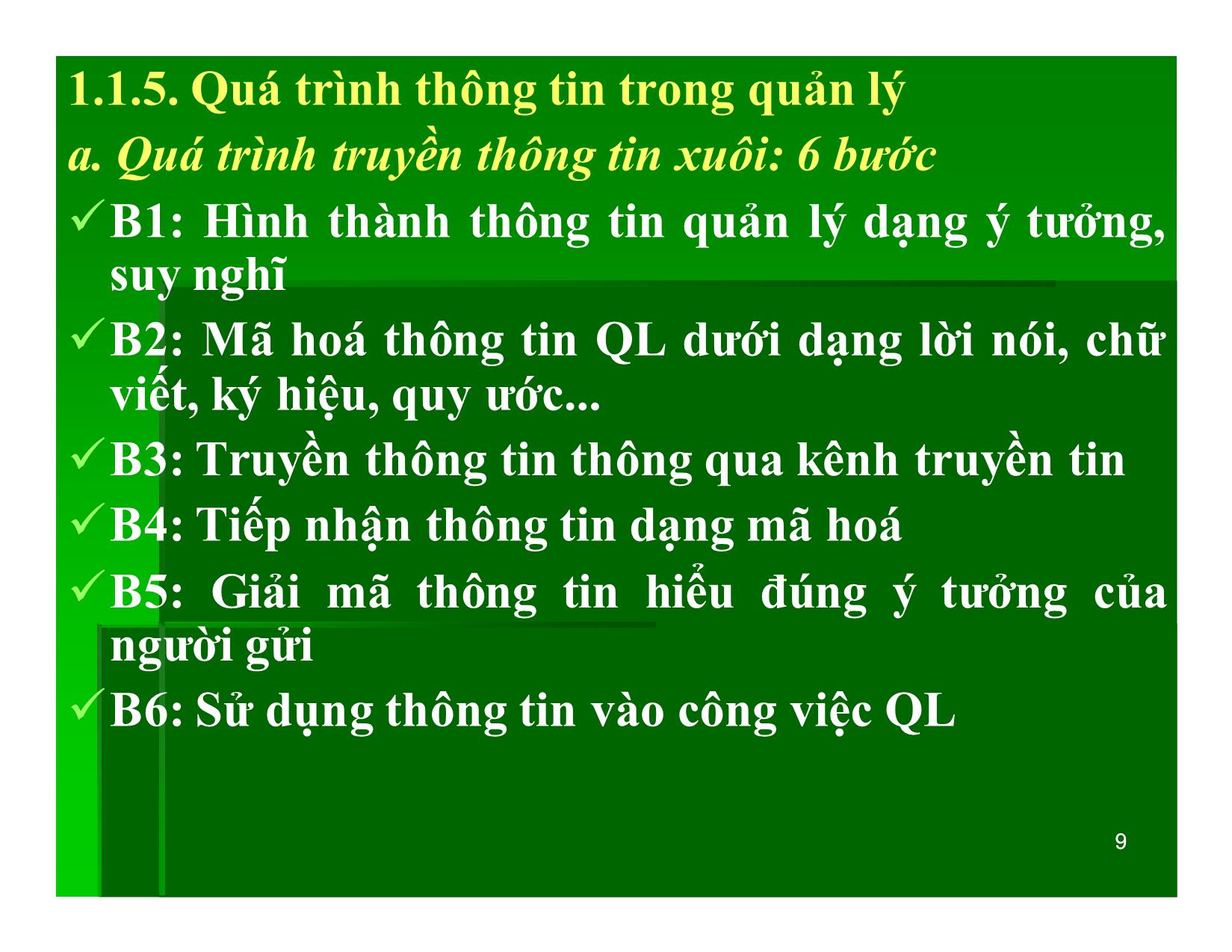 Bài giảng Khoa học quản lý - Chương 7: Thông tin và quyết định quản lý - Nguyễn Xuân Phong trang 9