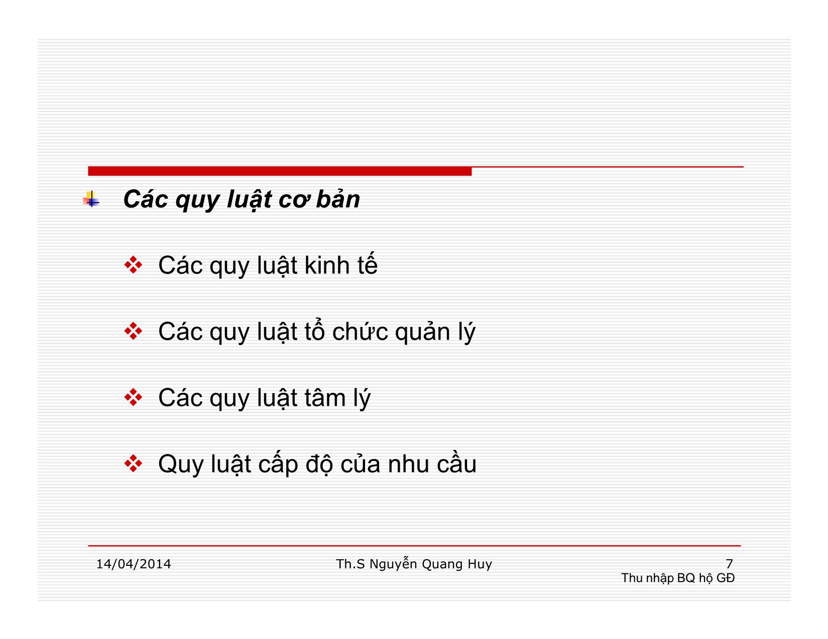 Bài giảng Quản lý học - Chương 2: Quy luật và nguyên tắc quản lý - Nguyễn Quang Huy trang 7