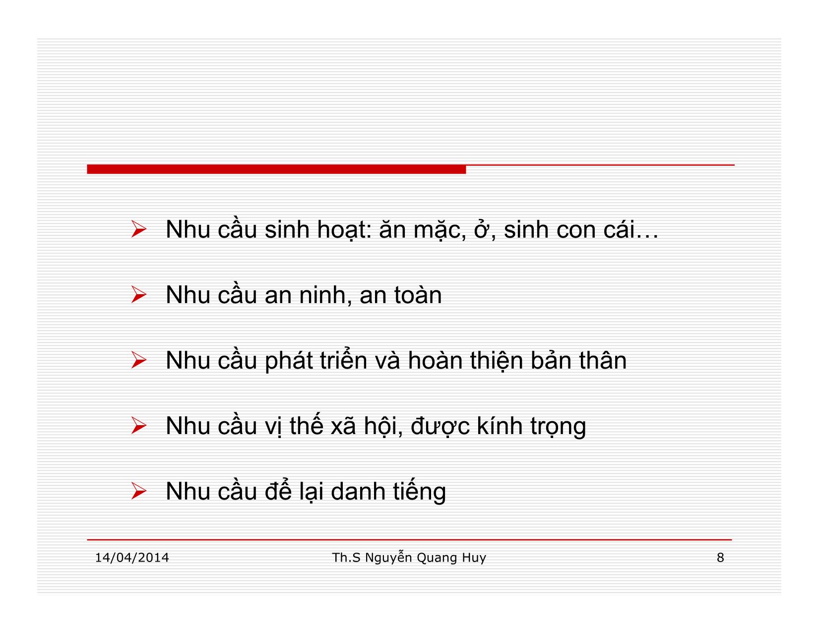 Bài giảng Quản lý học - Chương 2: Quy luật và nguyên tắc quản lý - Nguyễn Quang Huy trang 8