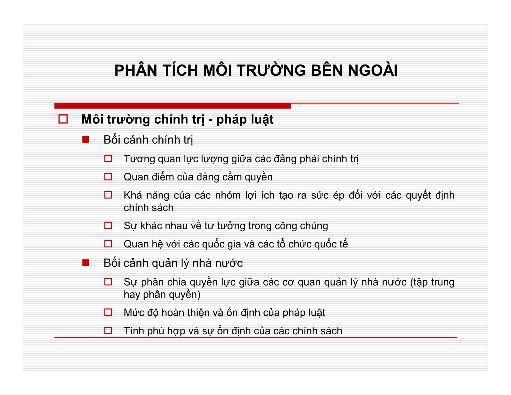 Bài giảng Quản lý học - Chương 4: Phân tích môi trường quản lý - Nguyễn Quang Huy trang 10