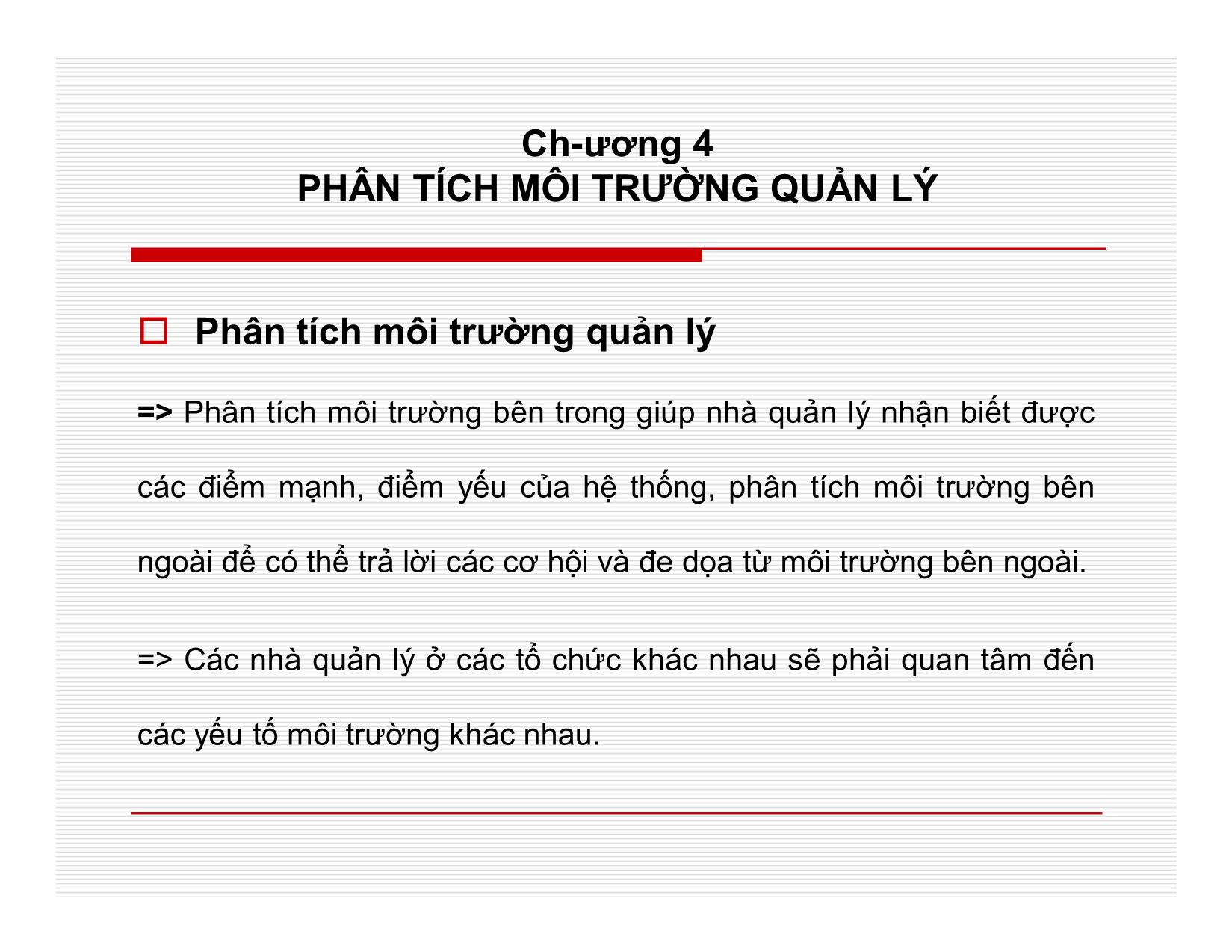 Bài giảng Quản lý học - Chương 4: Phân tích môi trường quản lý - Nguyễn Quang Huy trang 4