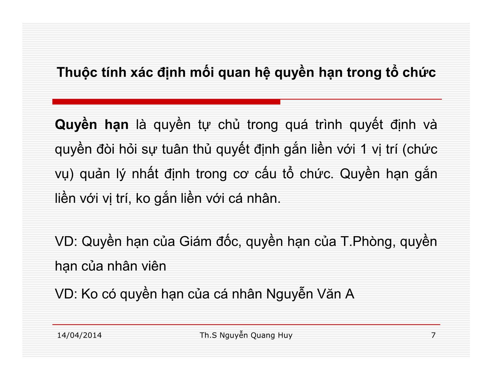 Bài giảng Quản lý học - Chương 6: Chức năng tổ chức - Nguyễn Quang Huy trang 7