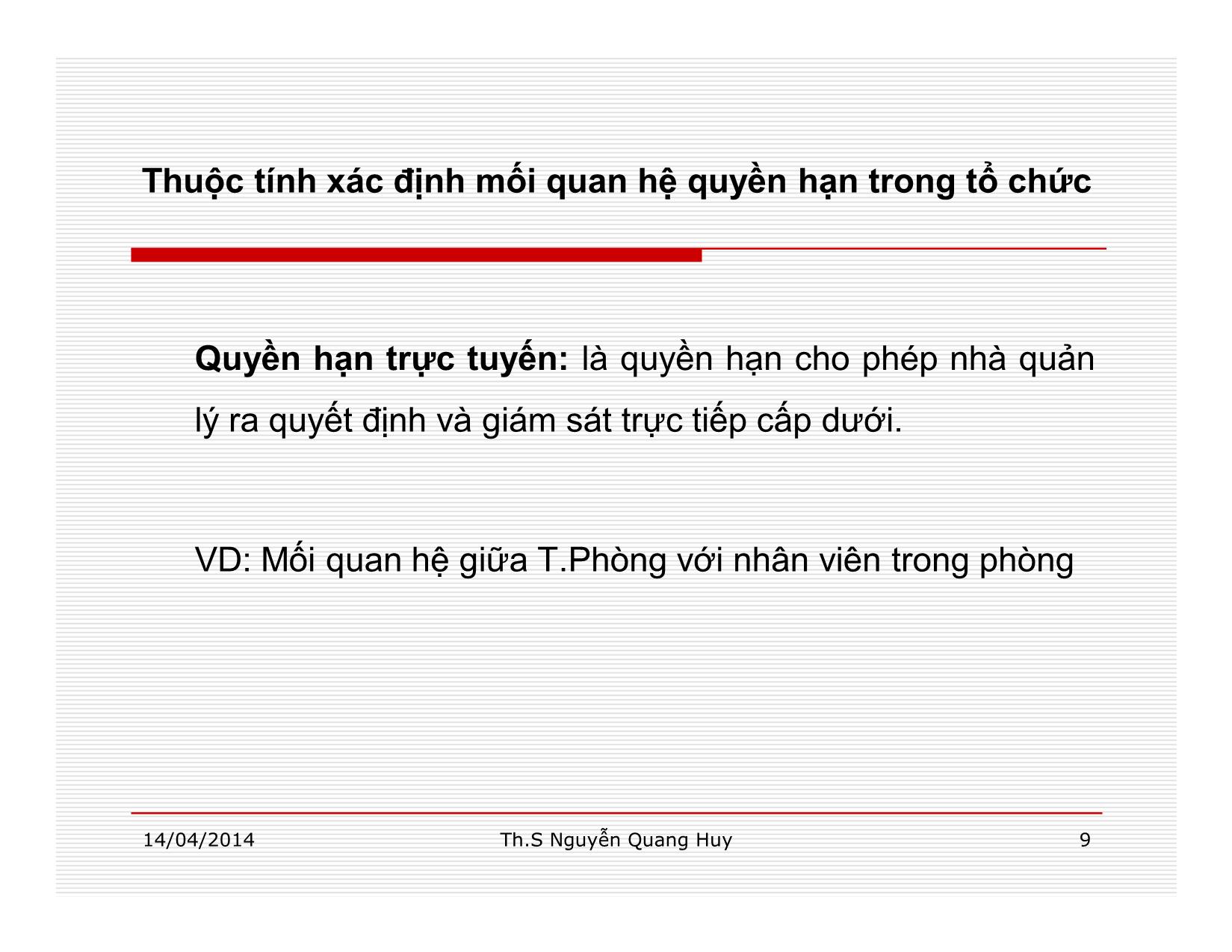 Bài giảng Quản lý học - Chương 6: Chức năng tổ chức - Nguyễn Quang Huy trang 9