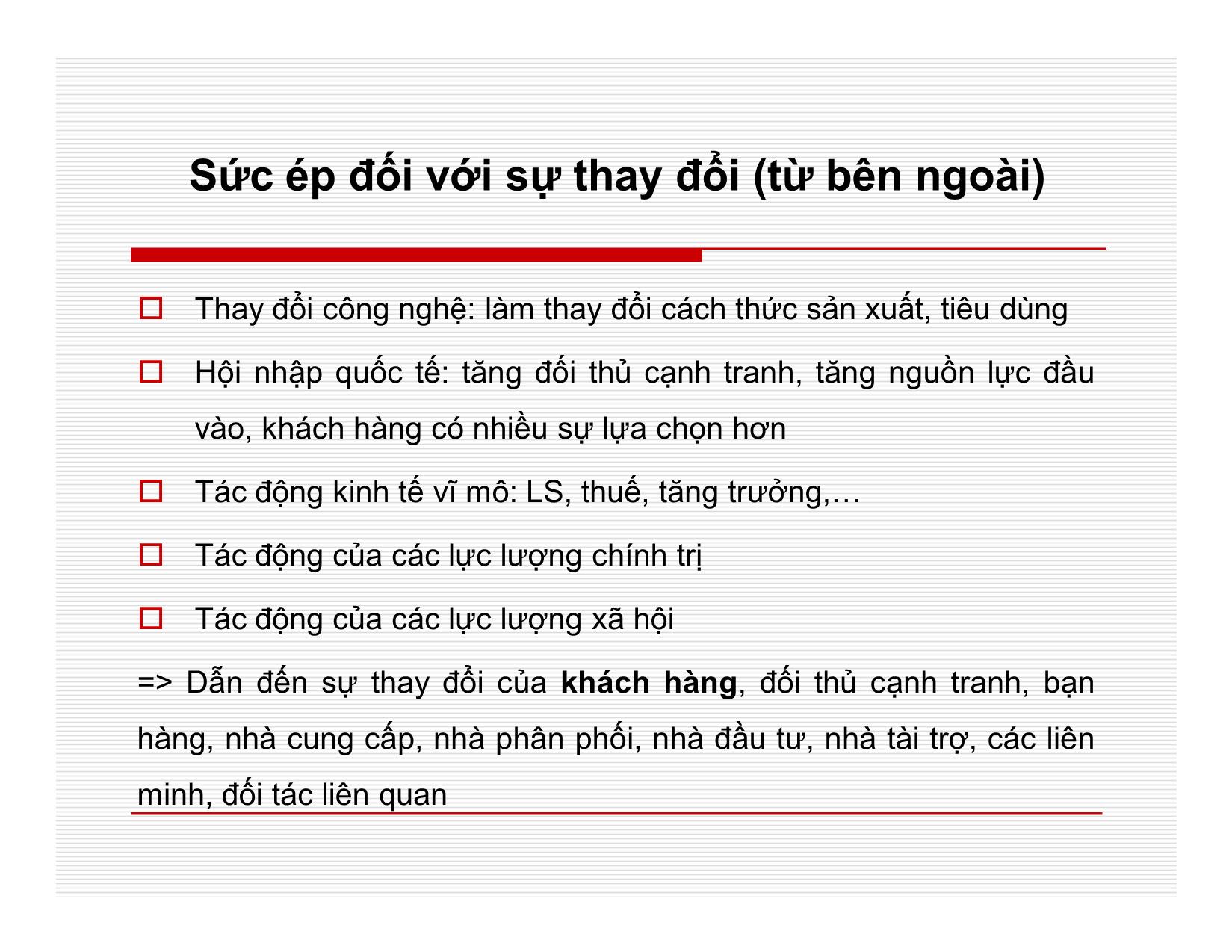 Bài giảng Quản lý học - Chương 7: Quản lý sự thay đổi - Nguyễn Quang Huy trang 6