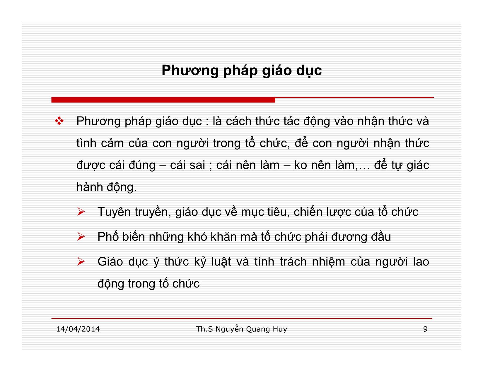 Bài giảng Quản lý học - Chương 8: Chức năng lãnh đạo trong quản lý - Nguyễn Quang Huy trang 9