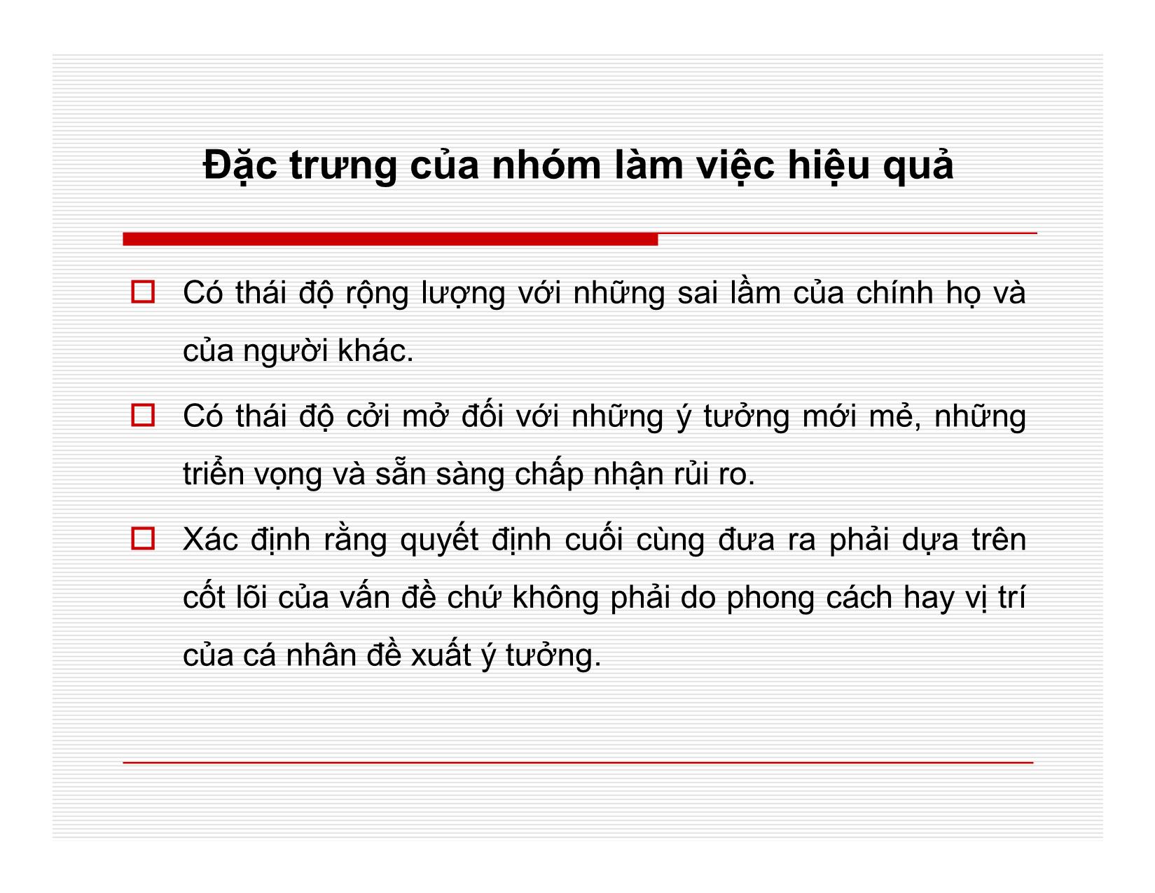 Bài giảng Quản lý học - Chương 9: Làm việc nhóm - Nguyễn Quang Huy trang 10