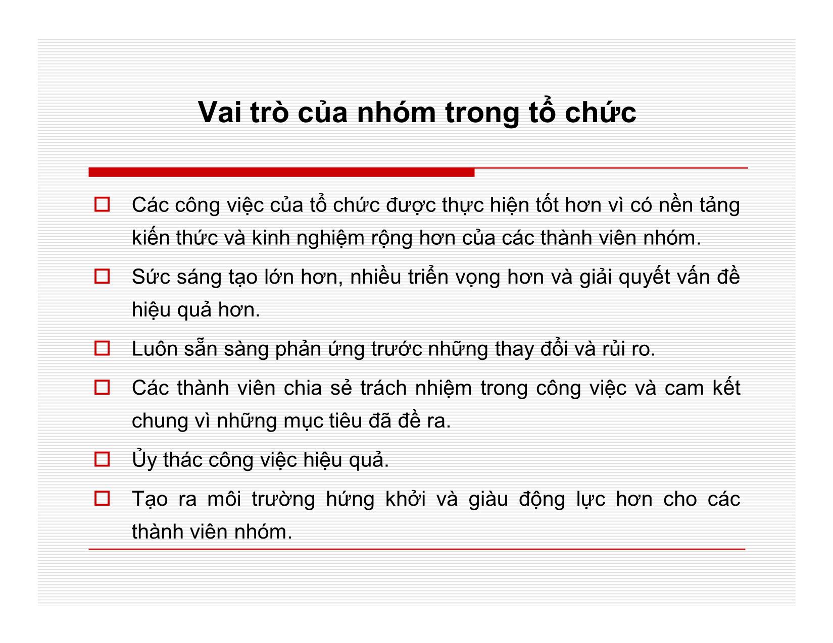 Bài giảng Quản lý học - Chương 9: Làm việc nhóm - Nguyễn Quang Huy trang 3